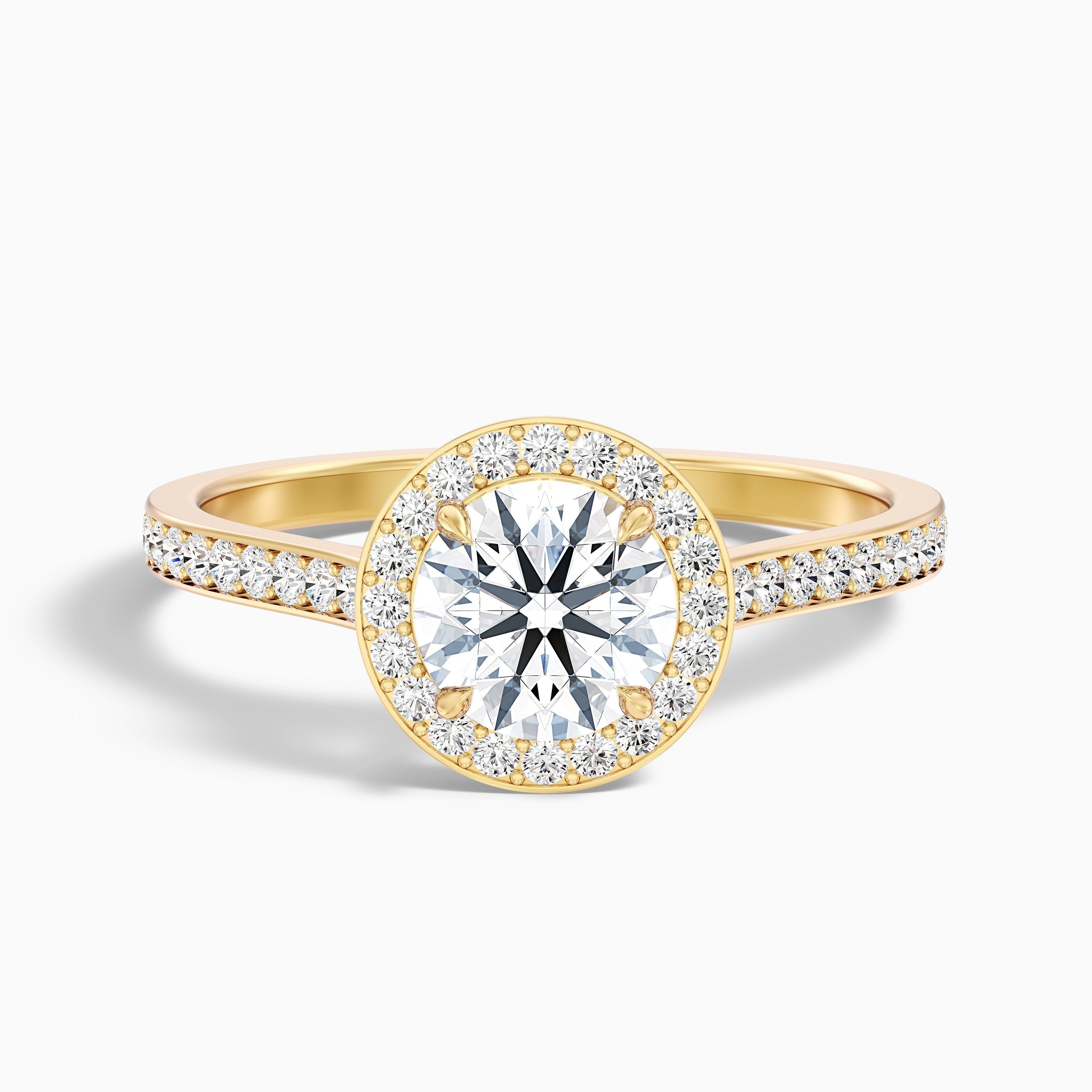 Dallas 1.5 Carat Round Halo Pave Lab Grown Diamond Ring in 10k Rose Gold