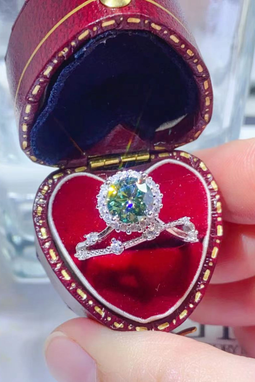 1 Carat Green Sparkala™ Platinum-Plated Ring by Sparkala
