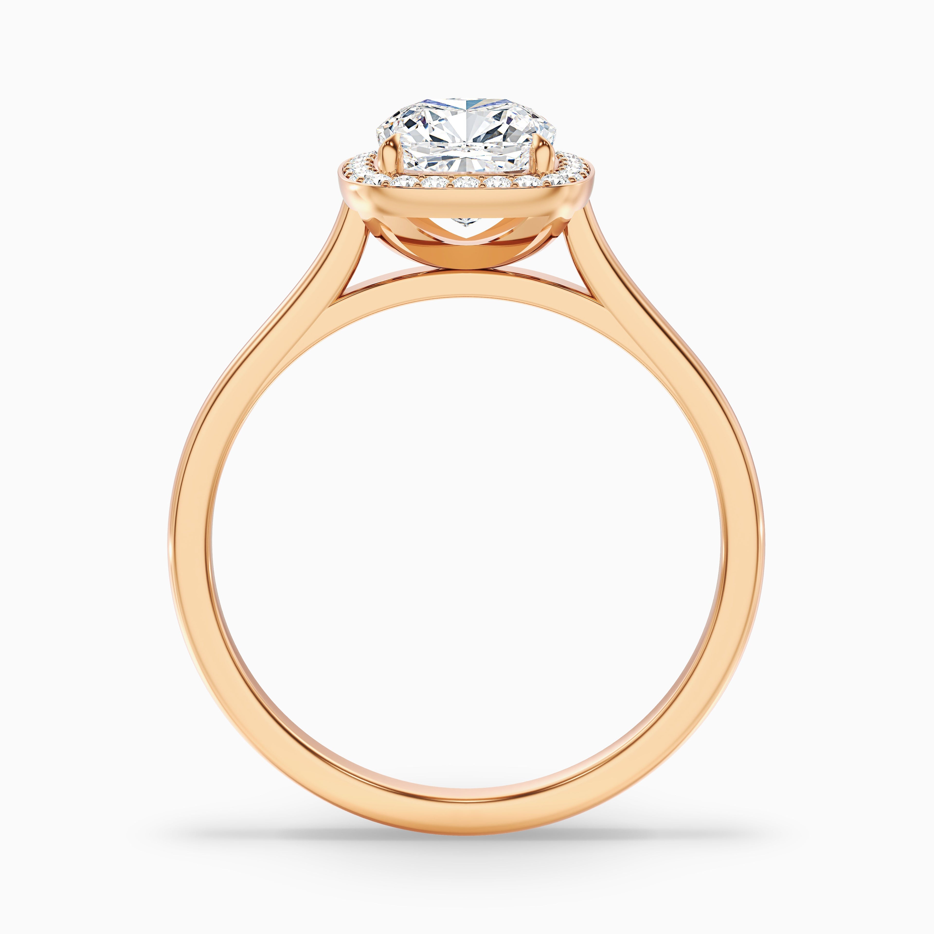 Jeri 1 Carat Cushion Cut Halo Moissanite Engagement Ring in 14k Rose Gold
