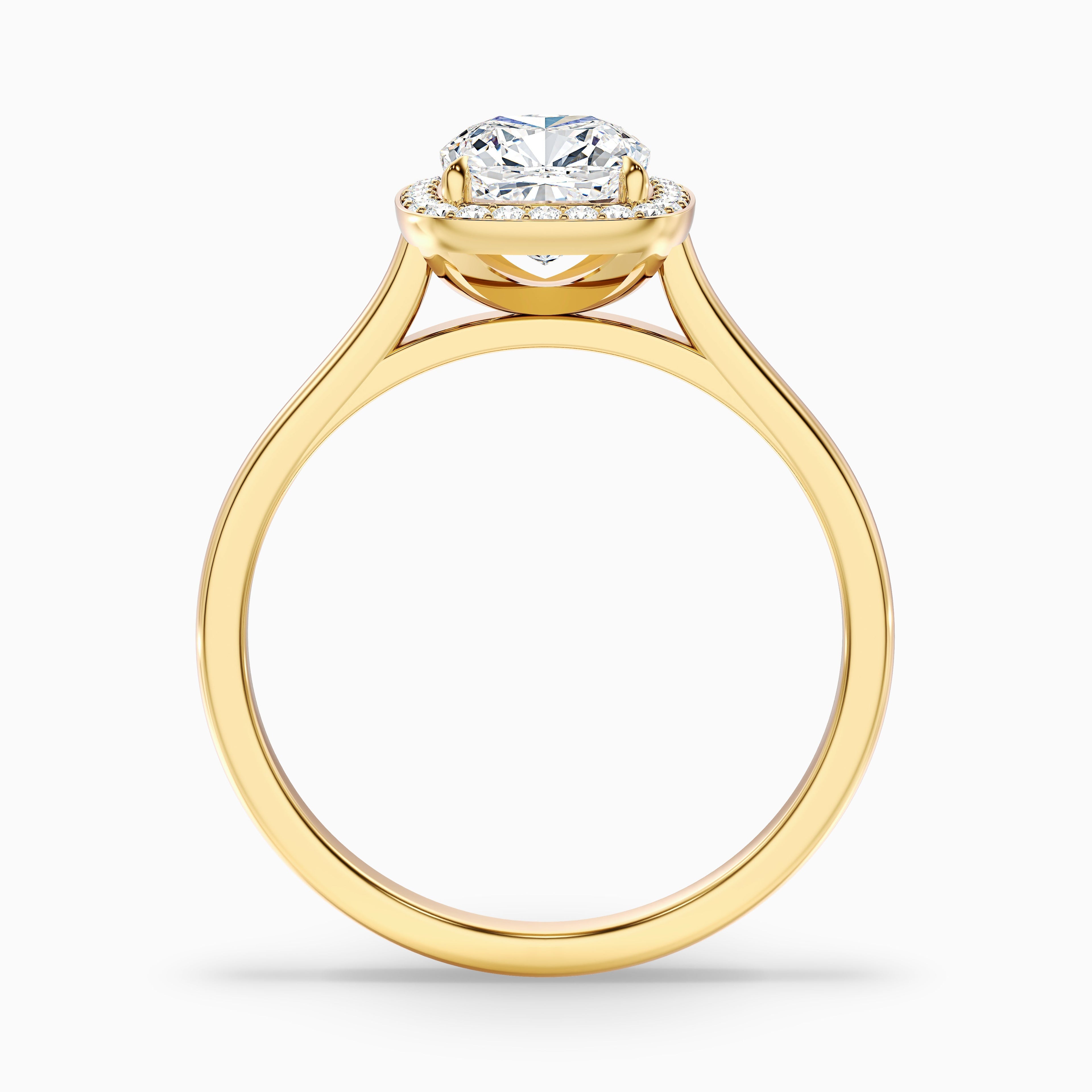 Jeri 2.5 Carat Cushion Cut Halo Moissanite Engagement Ring in 18k White Gold