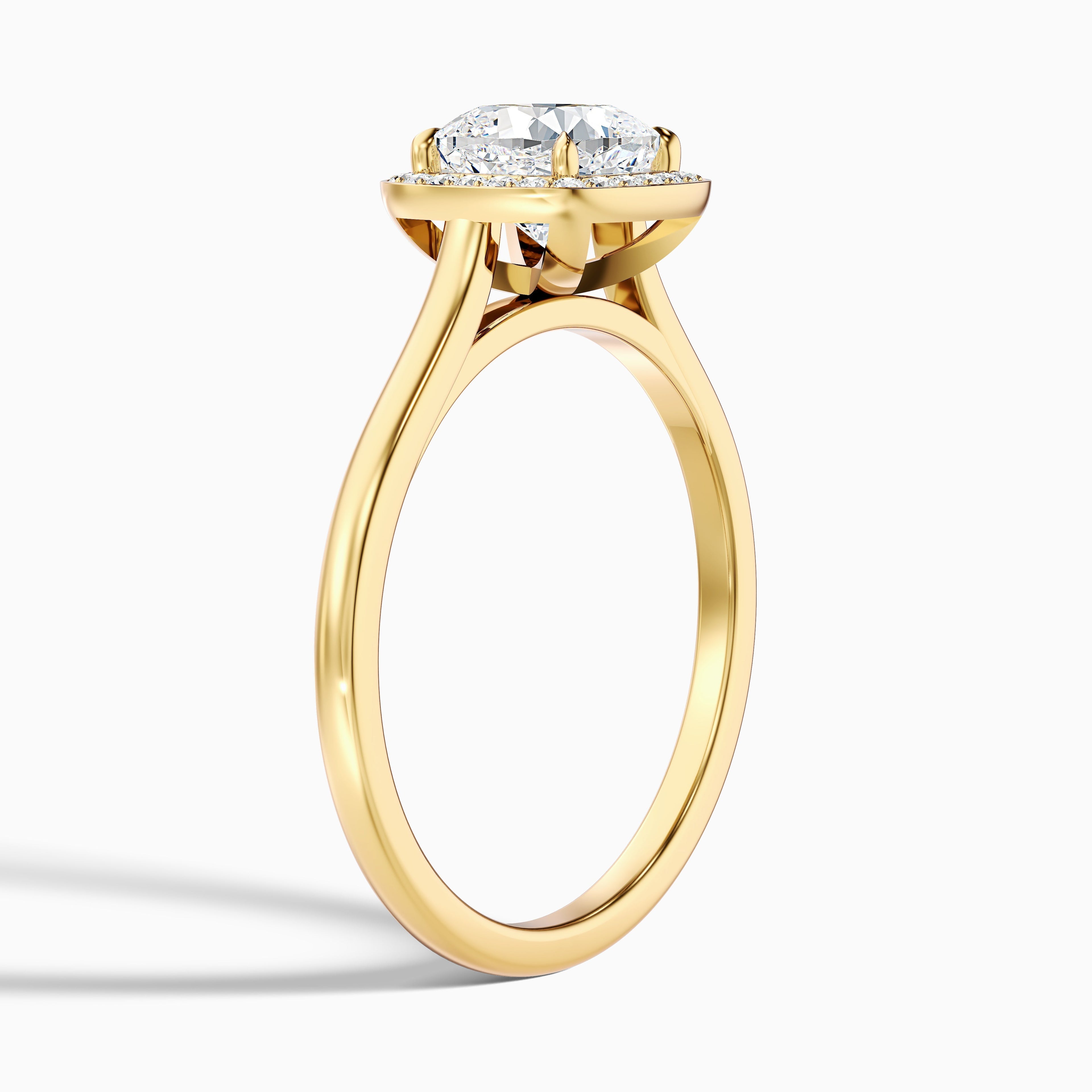 Jeri 5 Carat Cushion Cut Halo Moissanite Engagement Ring in 18k Yellow Gold DestGlow