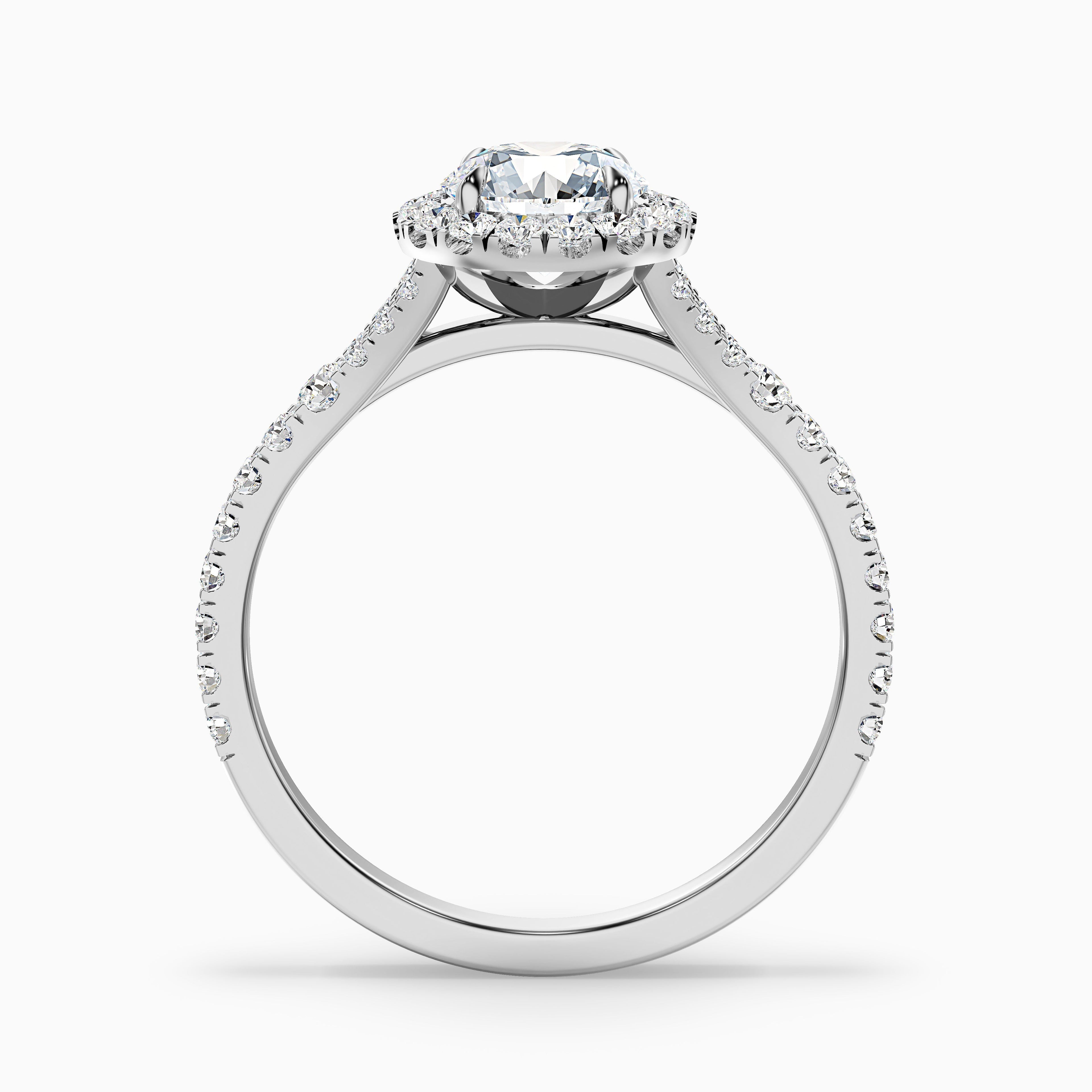 Erin 1 Carat Round Halo Pave Moissanite Engagement Ring in Platinum
