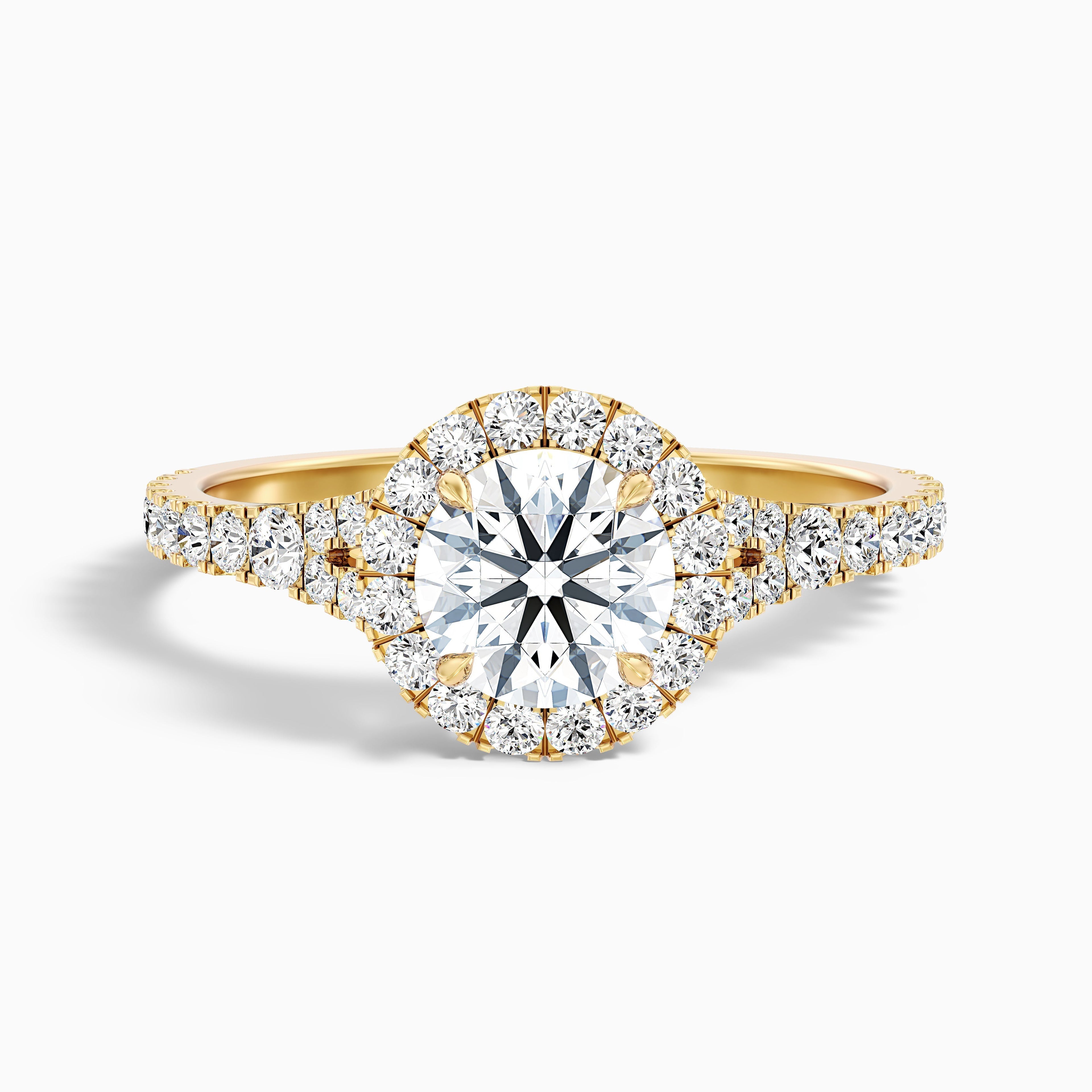 Emily 1 Carat Round Halo Pave Lab Grown Diamond Ring in 14k White Gold DestGlow