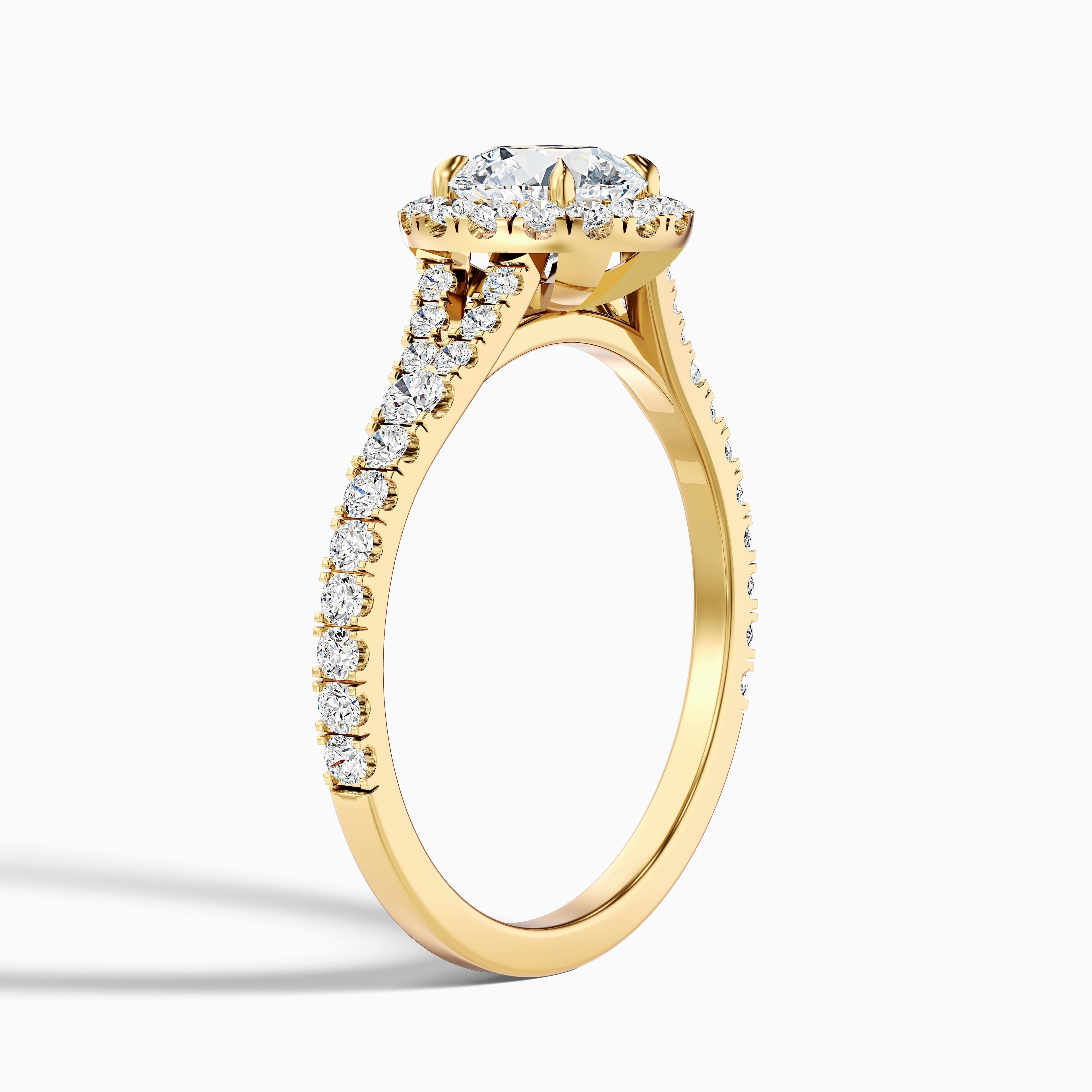 Erin 2.5 Carat Round Halo Pave Moissanite Engagement Ring in 10k Rose Gold