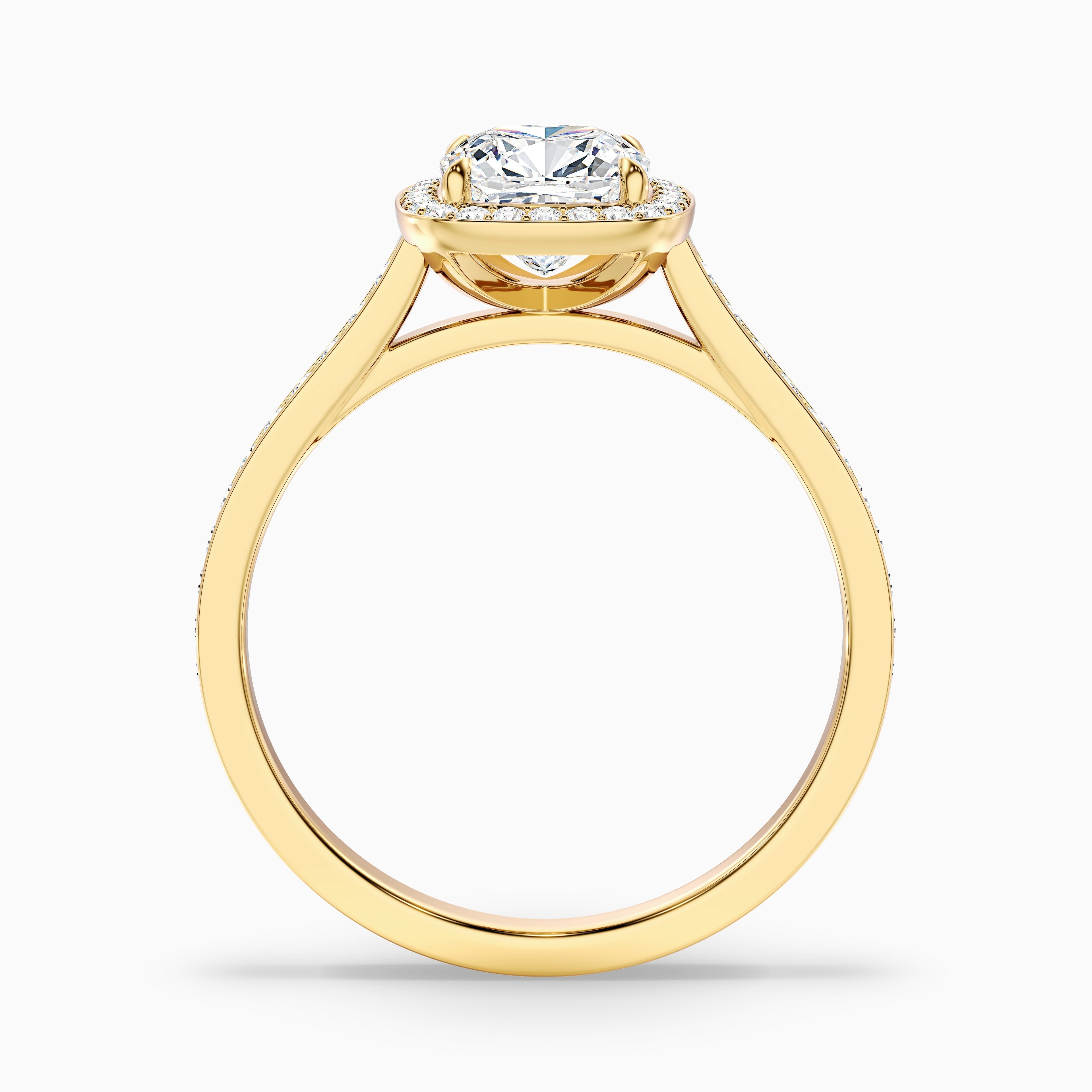 Fiona 3.5 Carat Cushion Cut Halo Pave Lab Grown Diamond Ring in Platinum
