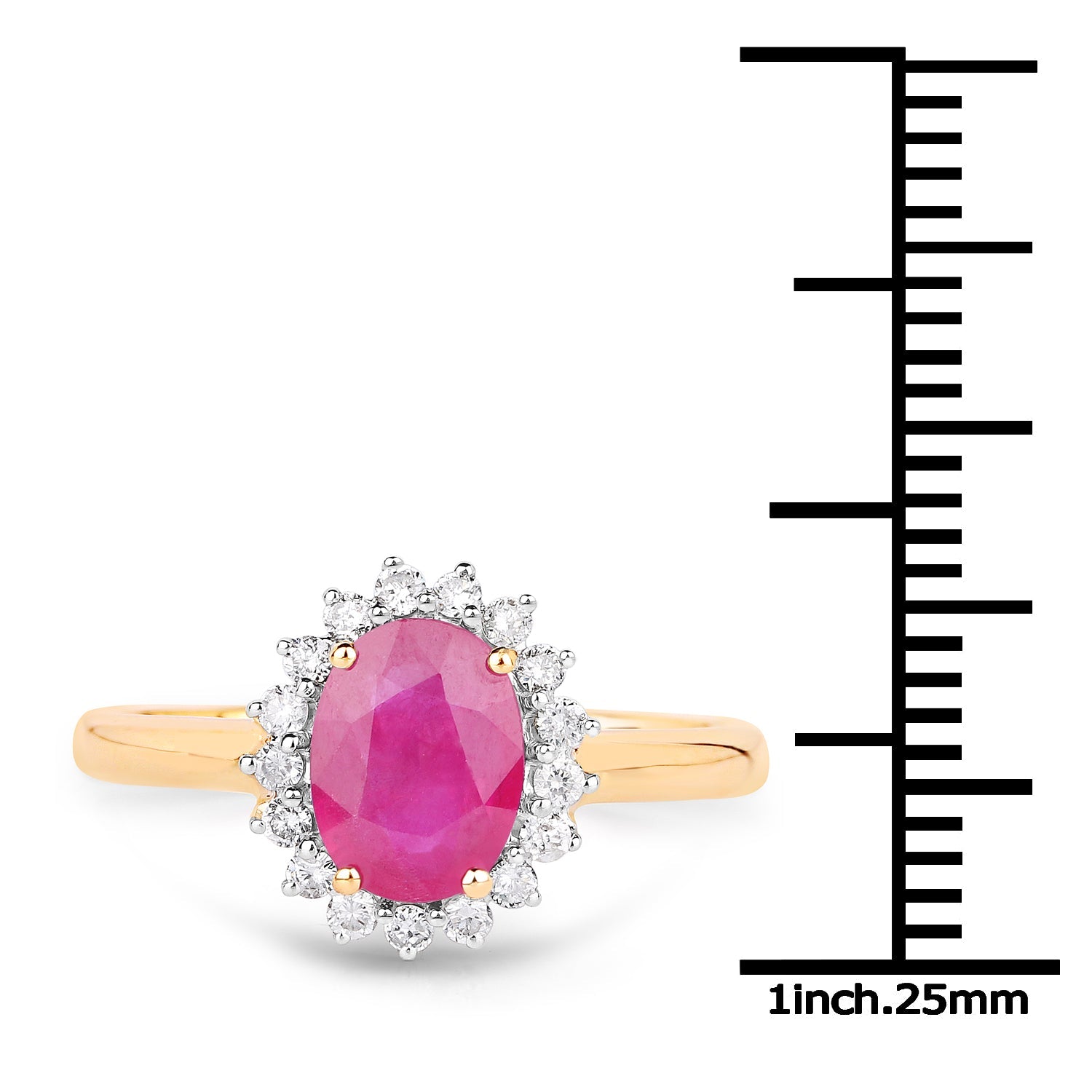 1.48 Carat Genuine Ruby and White Diamond 14K Yellow Gold Ring by Bids.com