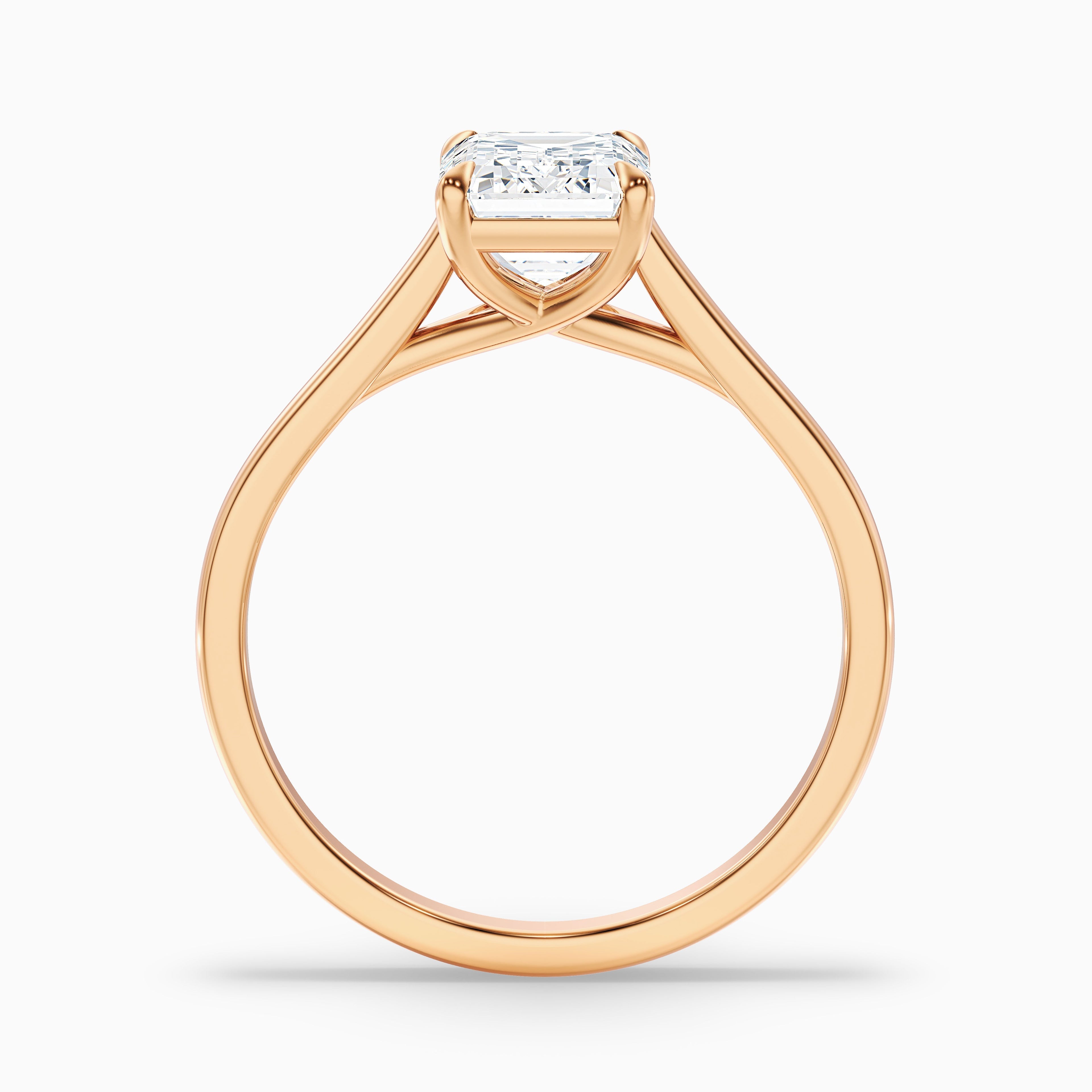 Ira 3.5 Carat Emerald Cut Solitaire Moissanite Engagement Ring in 14k Rose Gold