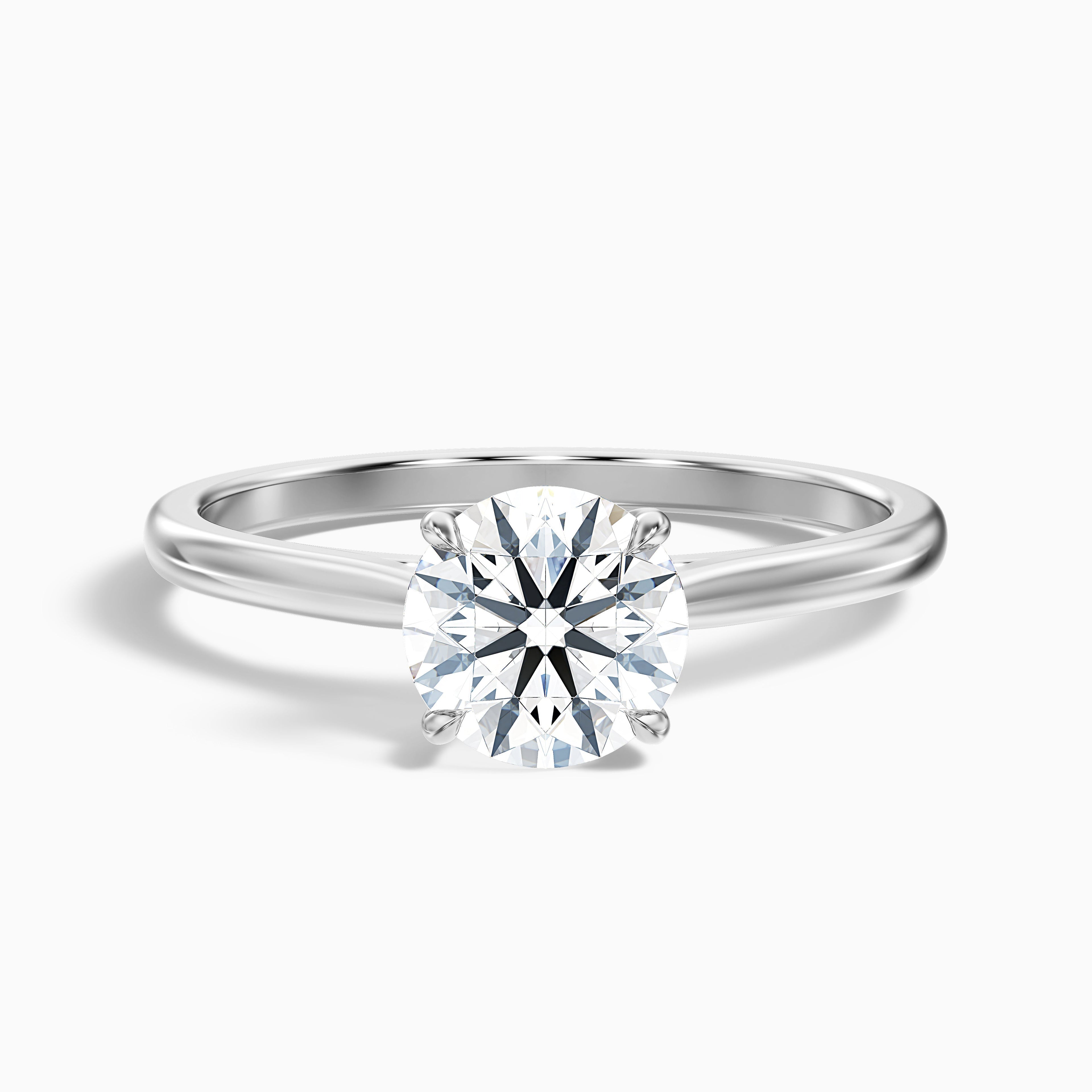 Iara 4 Carat Round Solitaire Moissanite Engagement Ring in Platinum