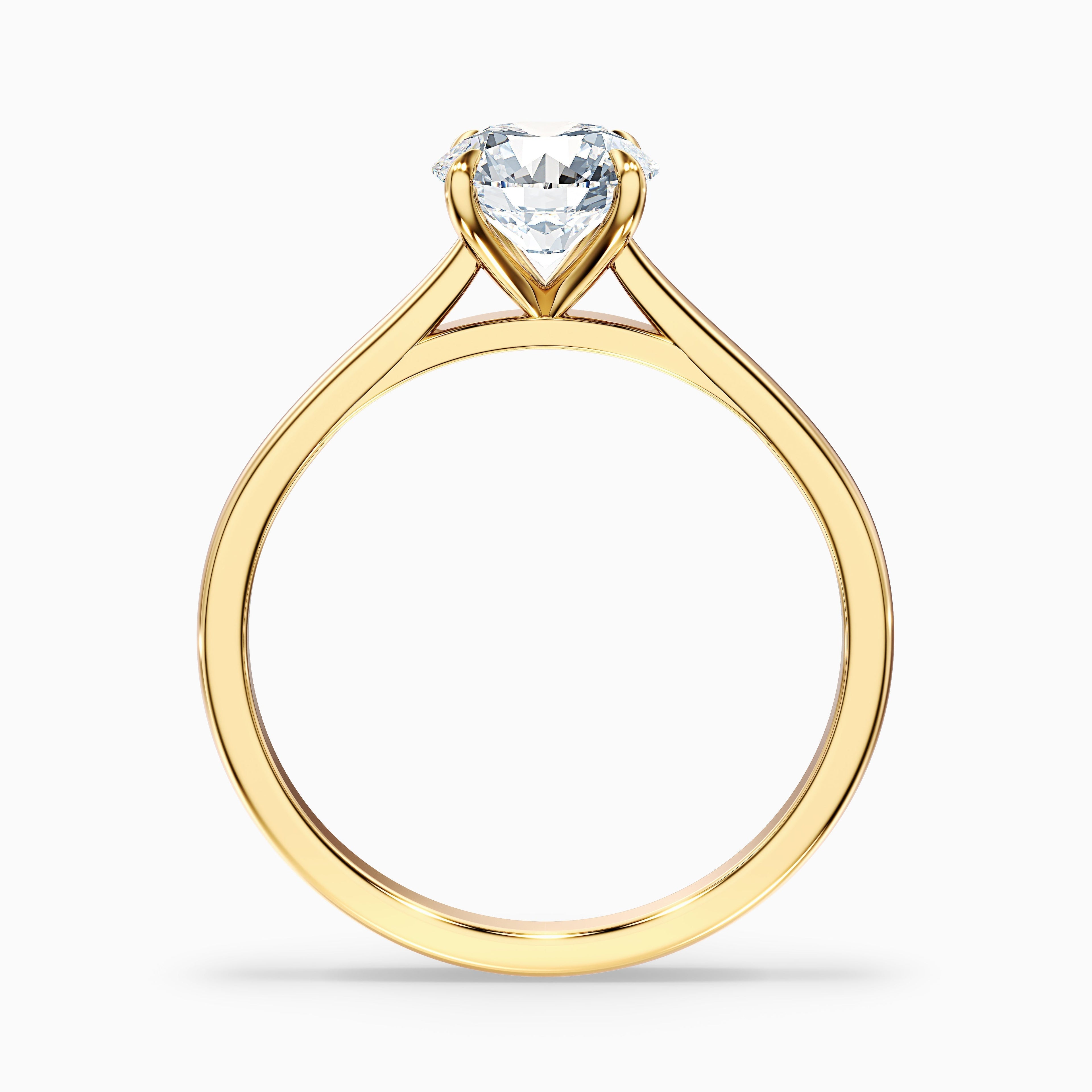 Iara 3.5 Carat Round Solitaire Moissanite Engagement Ring in 14k Yellow Gold DestGlow