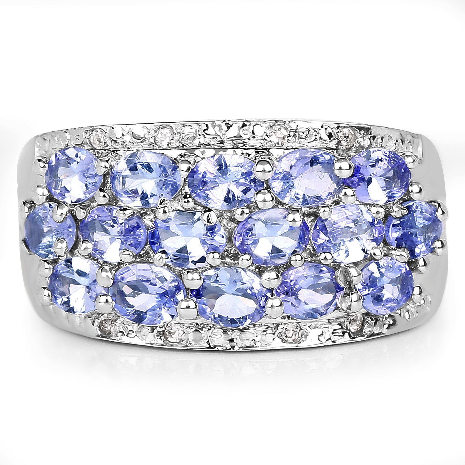 2.76 Carat Genuine Tanzanite and White Topaz .925 Sterling Silver Ring by Bids.com