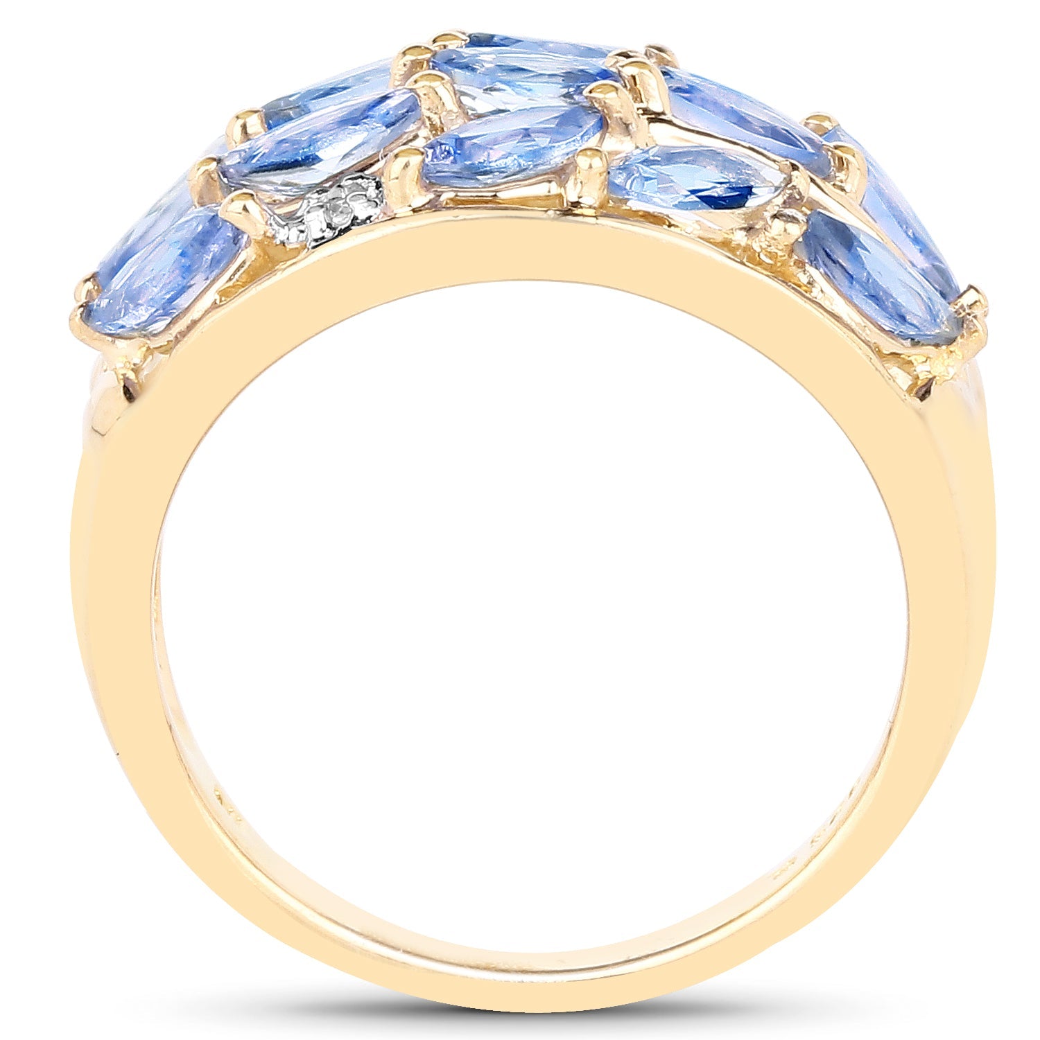 14K Yellow Gold Plated 1.56 Carat Genuine Tanzanite and White Topaz .925 Sterling Silver Ring by Bids.com