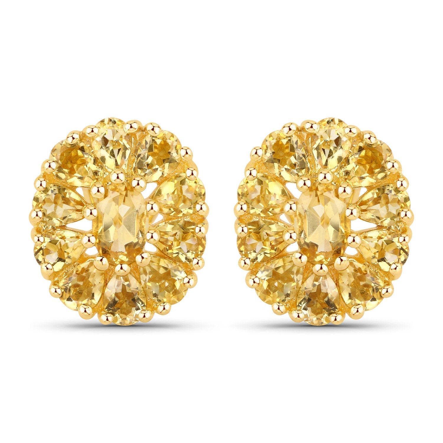 18K Yellow Gold Plated 4.06 Carat Genuine Citrine .925 Sterling Silver Earrings DestGlow