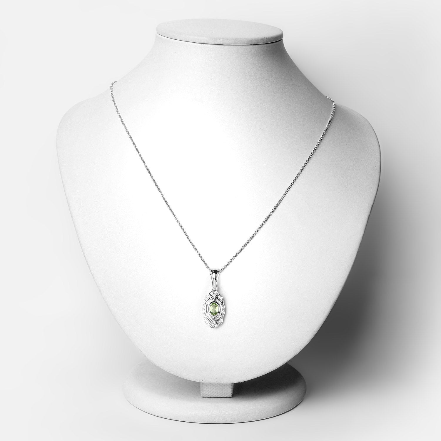 0.55 Carat Genuine Peridot and White Topaz .925 Sterling Silver Pendant by Bids.com