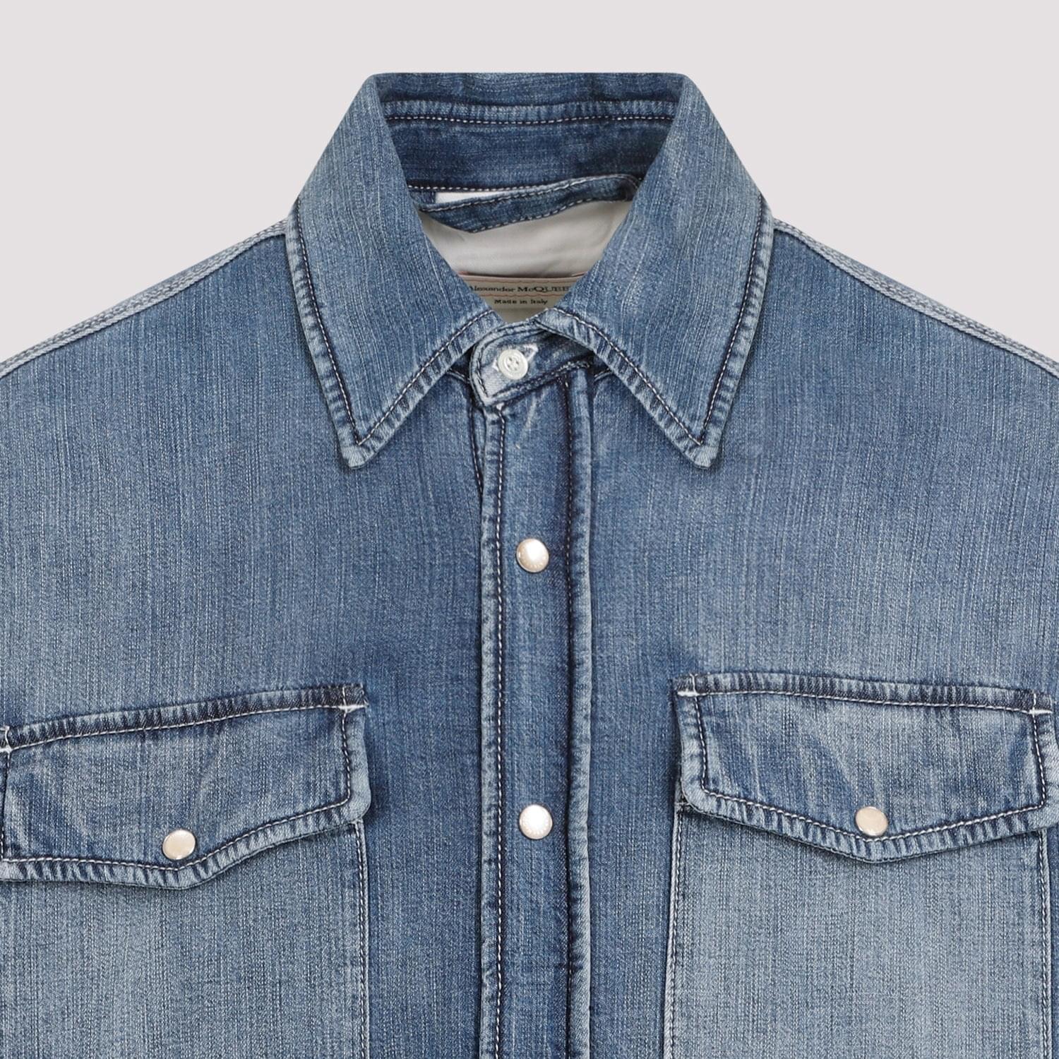 Alexander Mcqueen Quilted Denim Shirt Men DestGlow