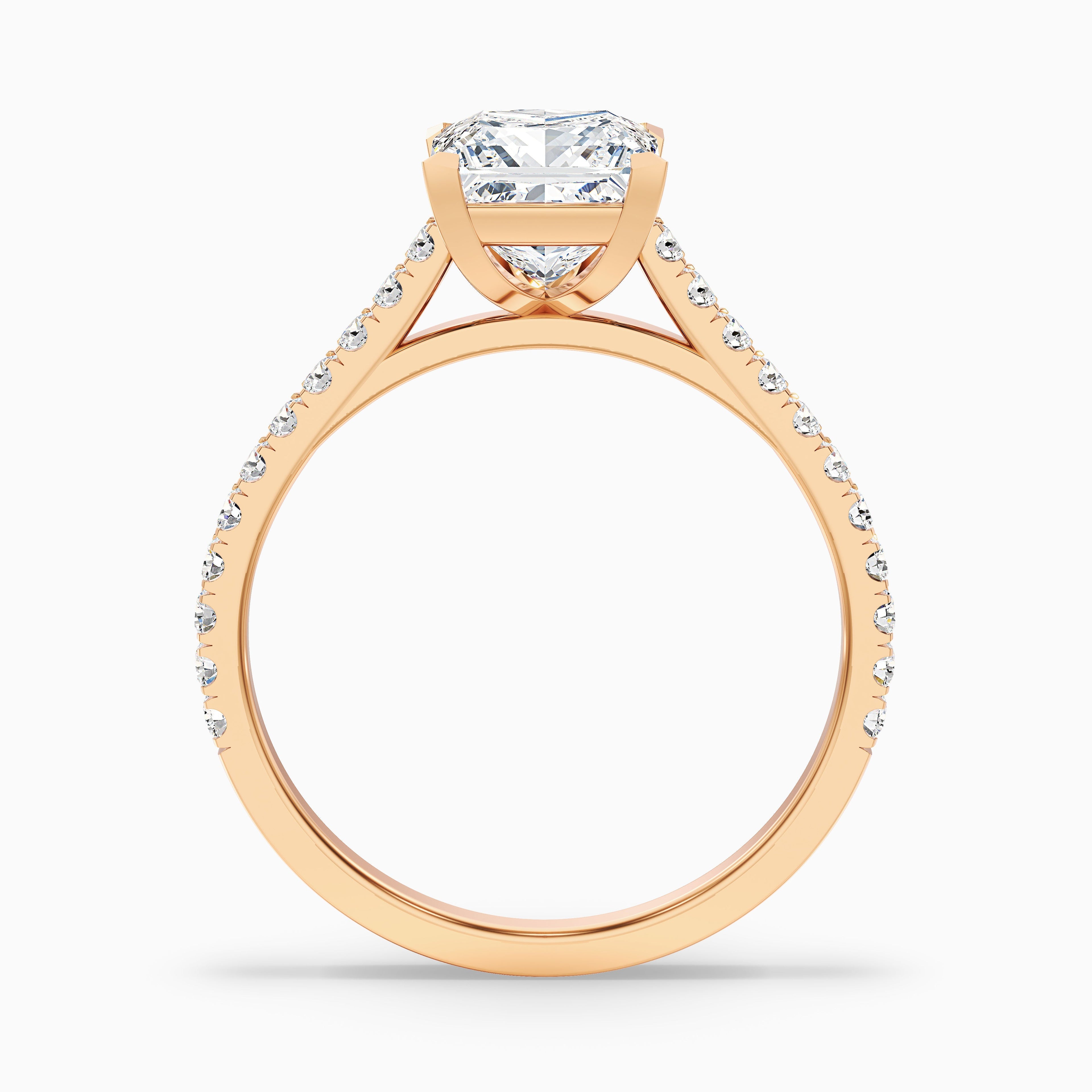 Helyn 5.5 Carat Princess Cut Side Stone Pave Moissanite Engagement Ring in 14k White Gold