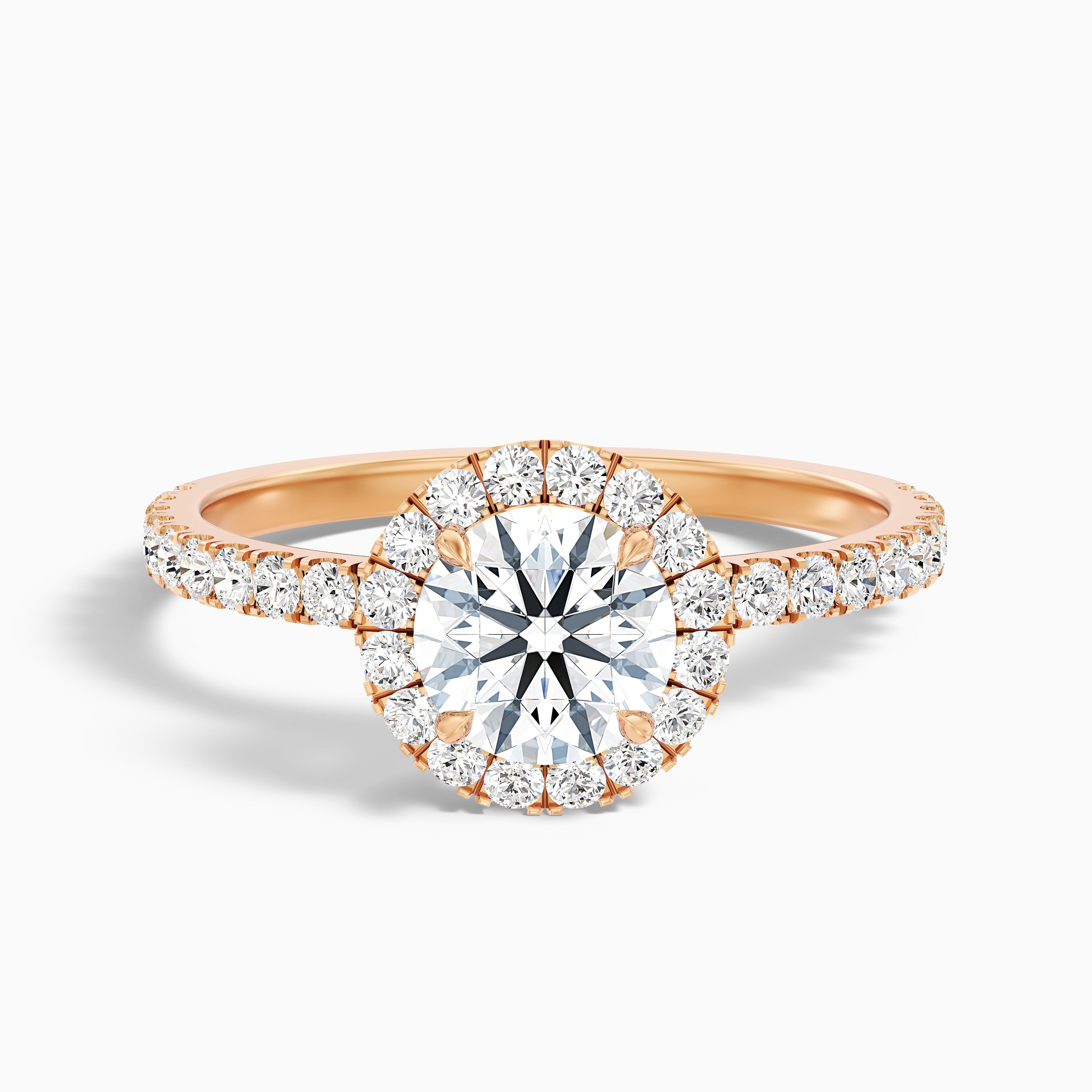 Hailey 4.5 Carat Round Cut Halo Moissanite Engagement Ring in 18k White Gold