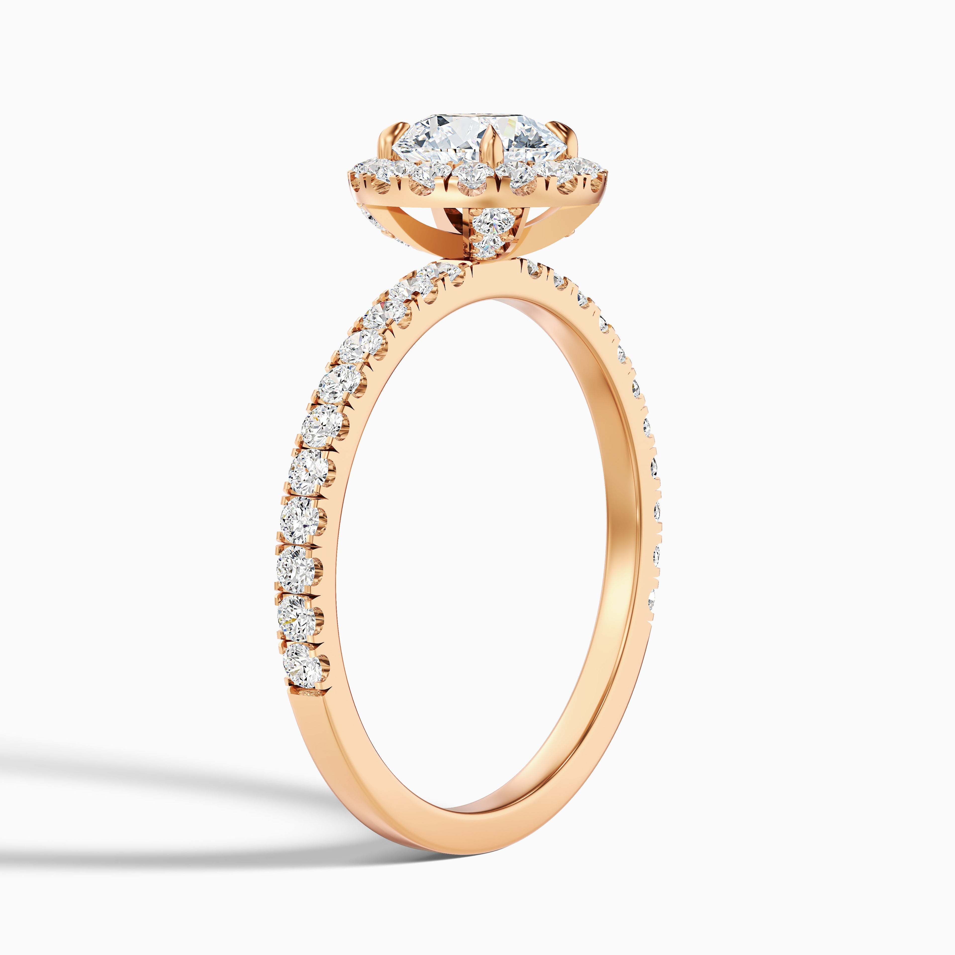 Jade 2 Carat Round Cut Halo Lab Grown Diamond Ring in 14k Rose Gold