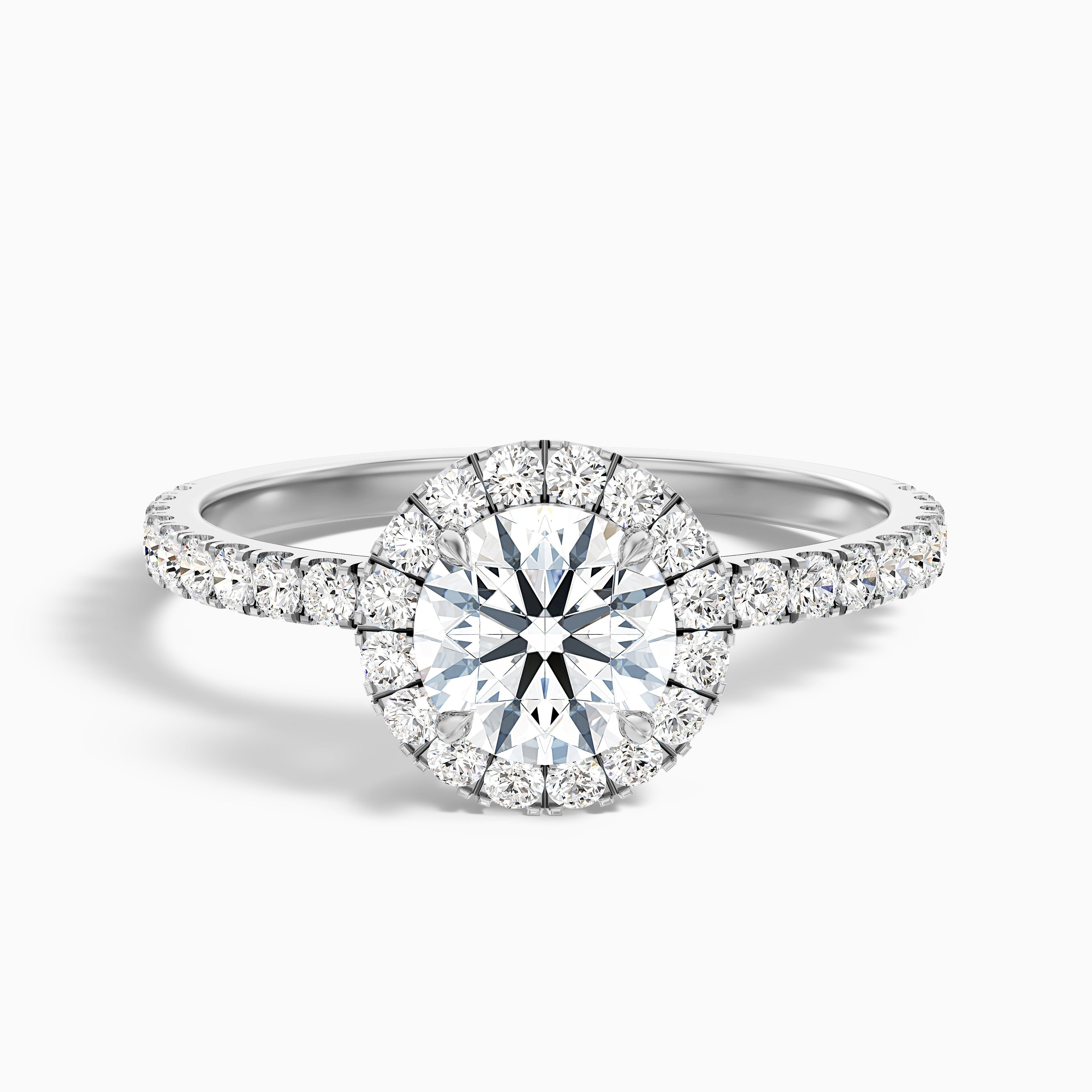 Hailey 2.5 Carat Round Cut Halo Moissanite Engagement Ring in 10k White Gold