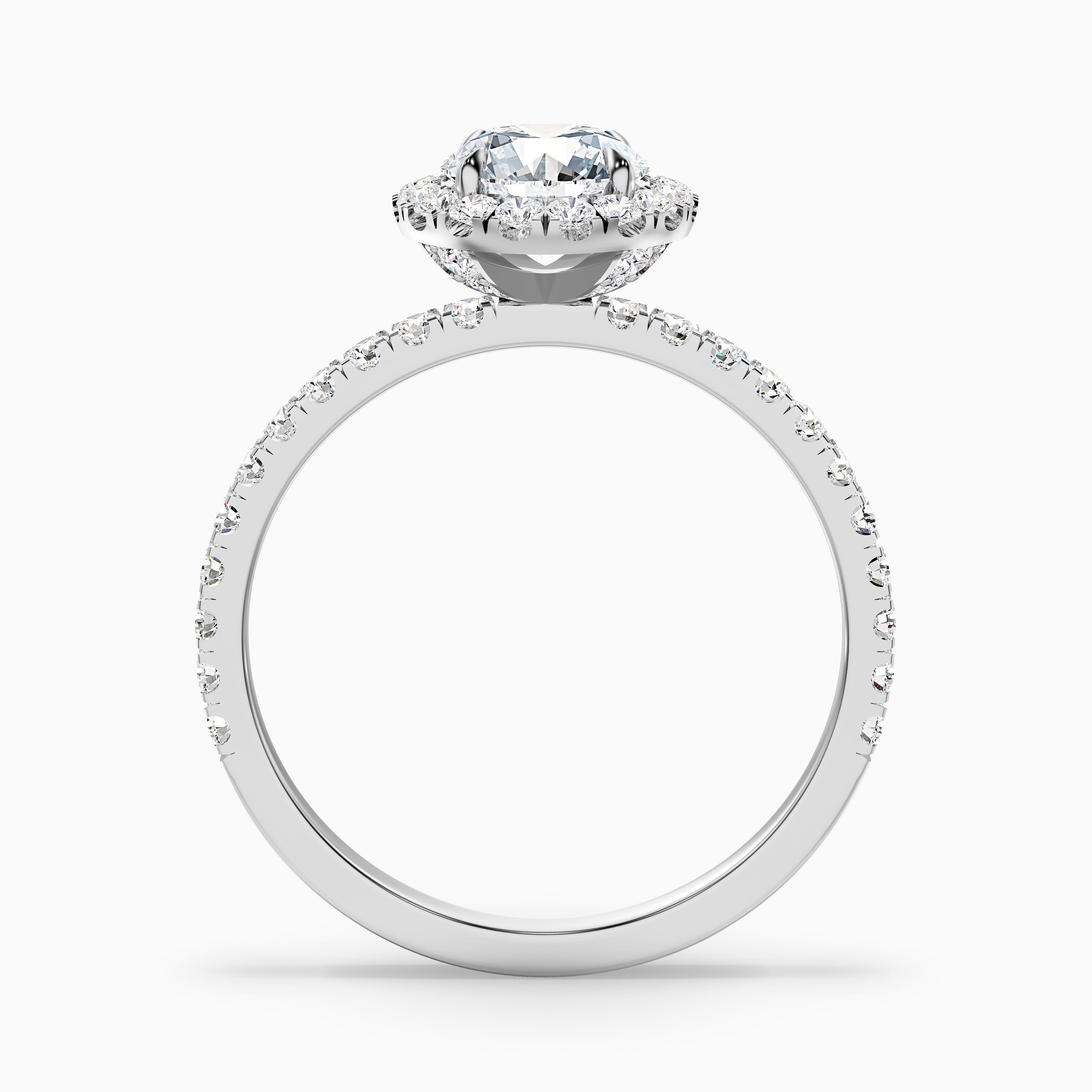 Jade 3.5 Carat Round Cut Halo Lab Grown Diamond Ring in 18k White Gold DestGlow