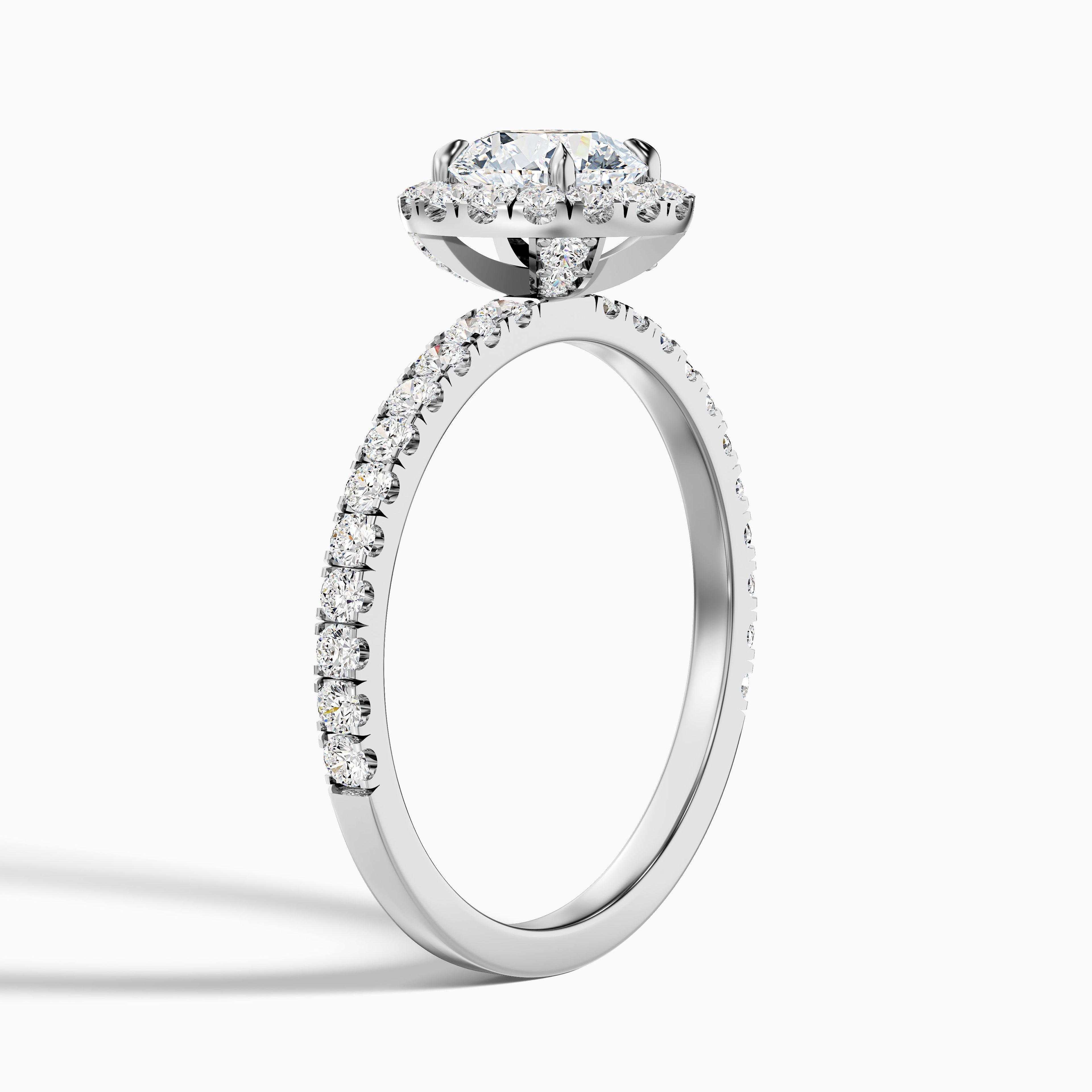 Hailey 5 Carat Round Cut Halo Moissanite Engagement Ring in 10k White Gold