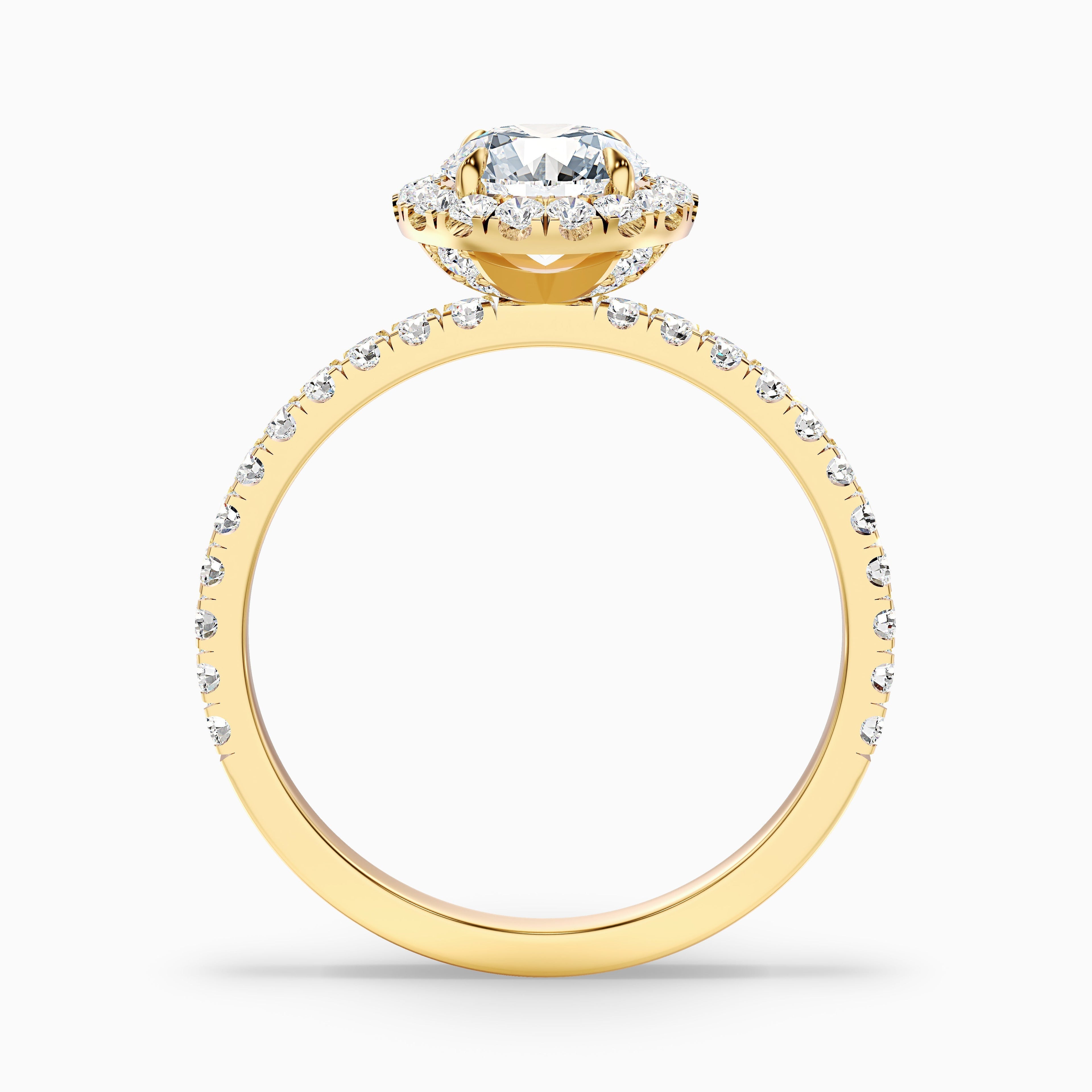 Jade 2.5 Carat Round Cut Halo Lab Grown Diamond Ring in 14k Yellow Gold