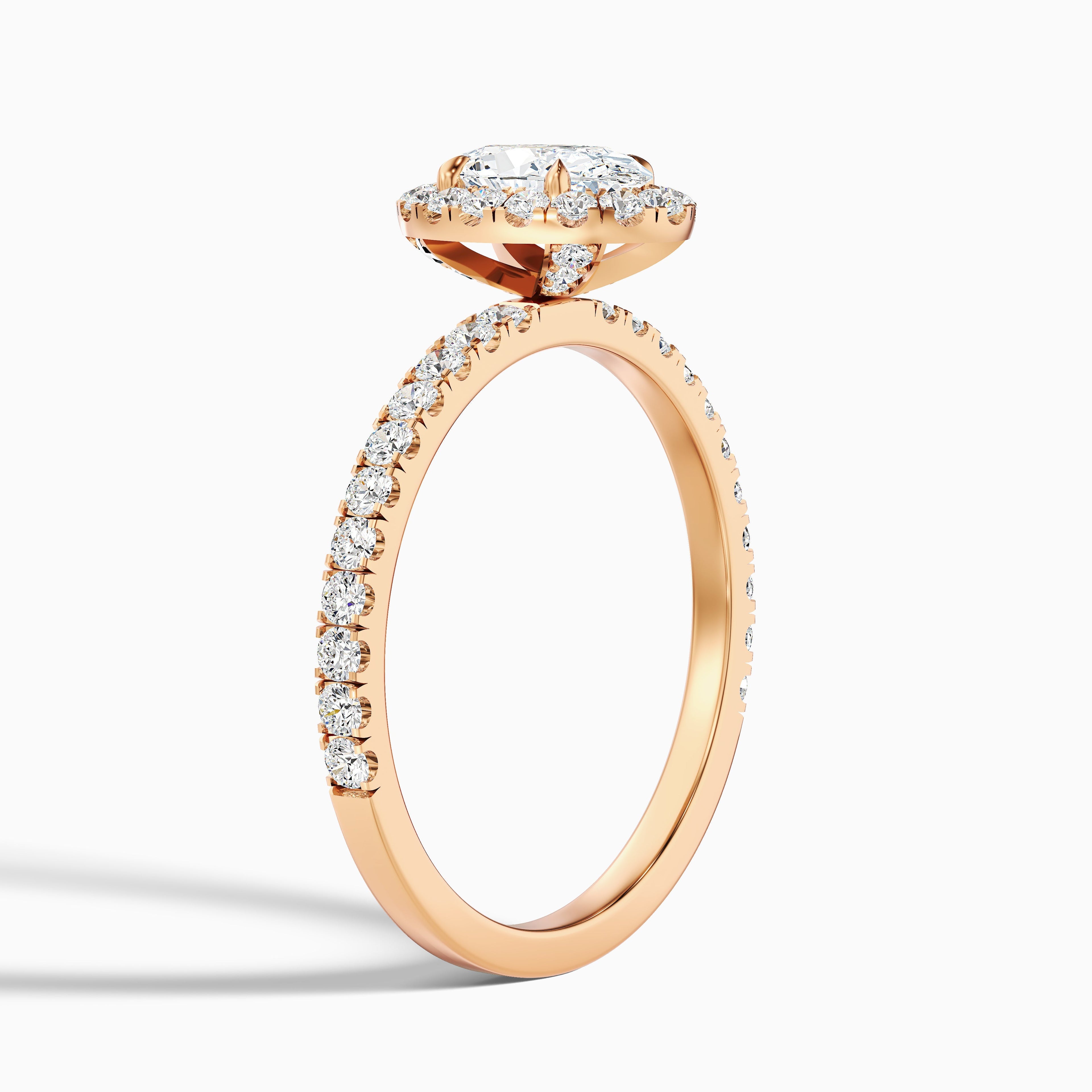 Grace 5 Carat Oval Halo Pave Moissanite Engagement Ring in 18k Yellow Gold