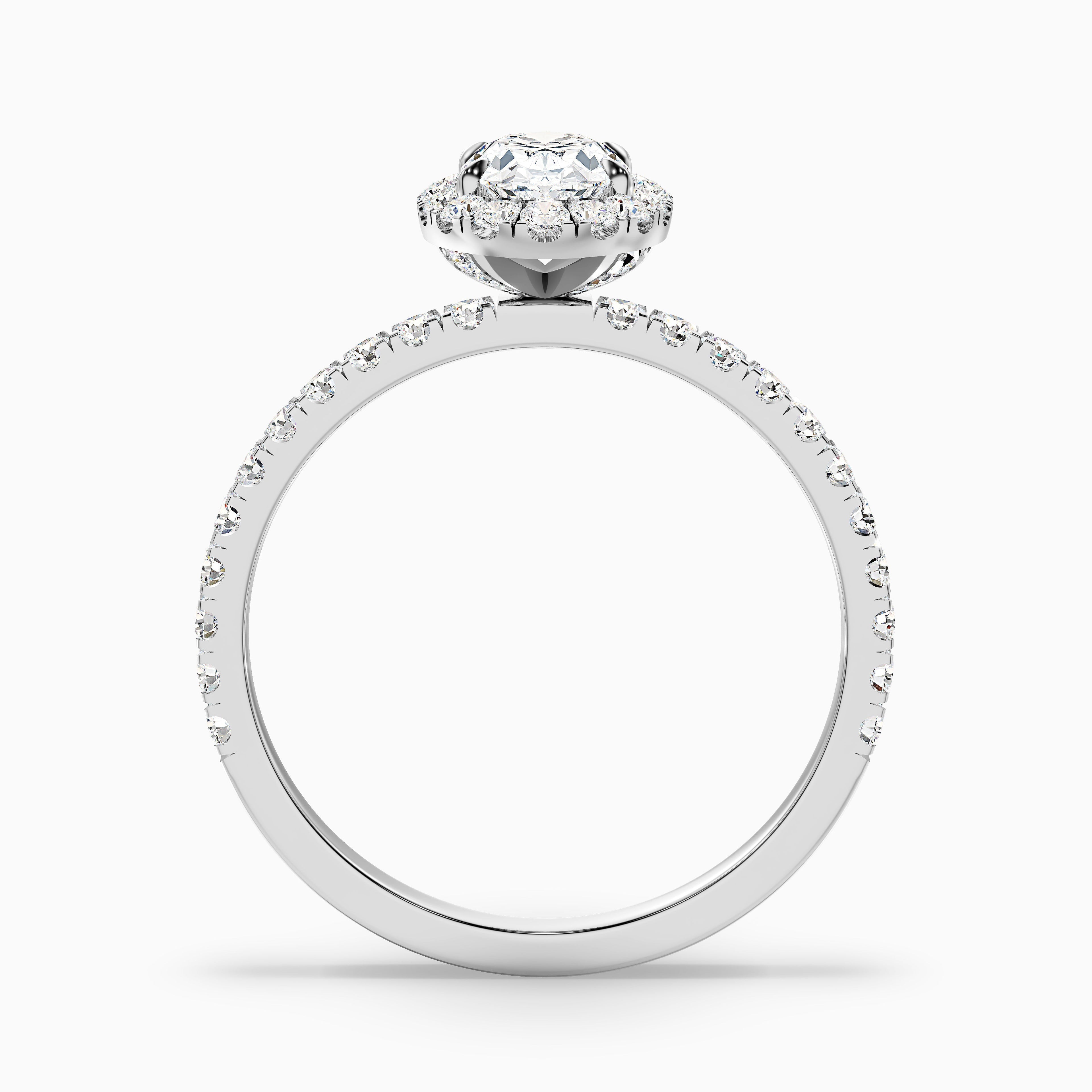 Grace 3.5 Carat Oval Halo Pave Moissanite Engagement Ring in 18k Yellow Gold