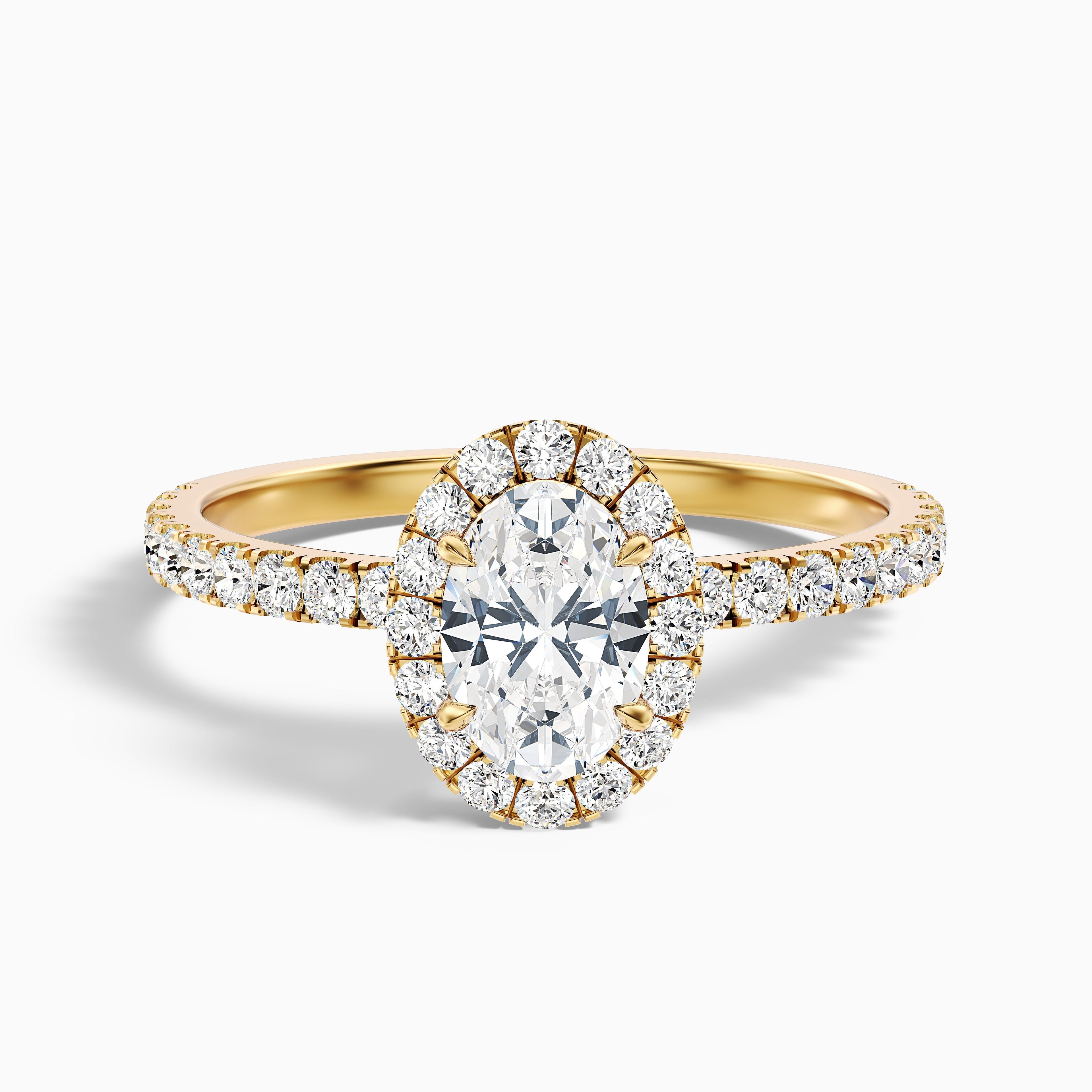 Jany 2 Carat Oval Halo Pave Lab Grown Diamond Ring in 14k Rose Gold DestGlow