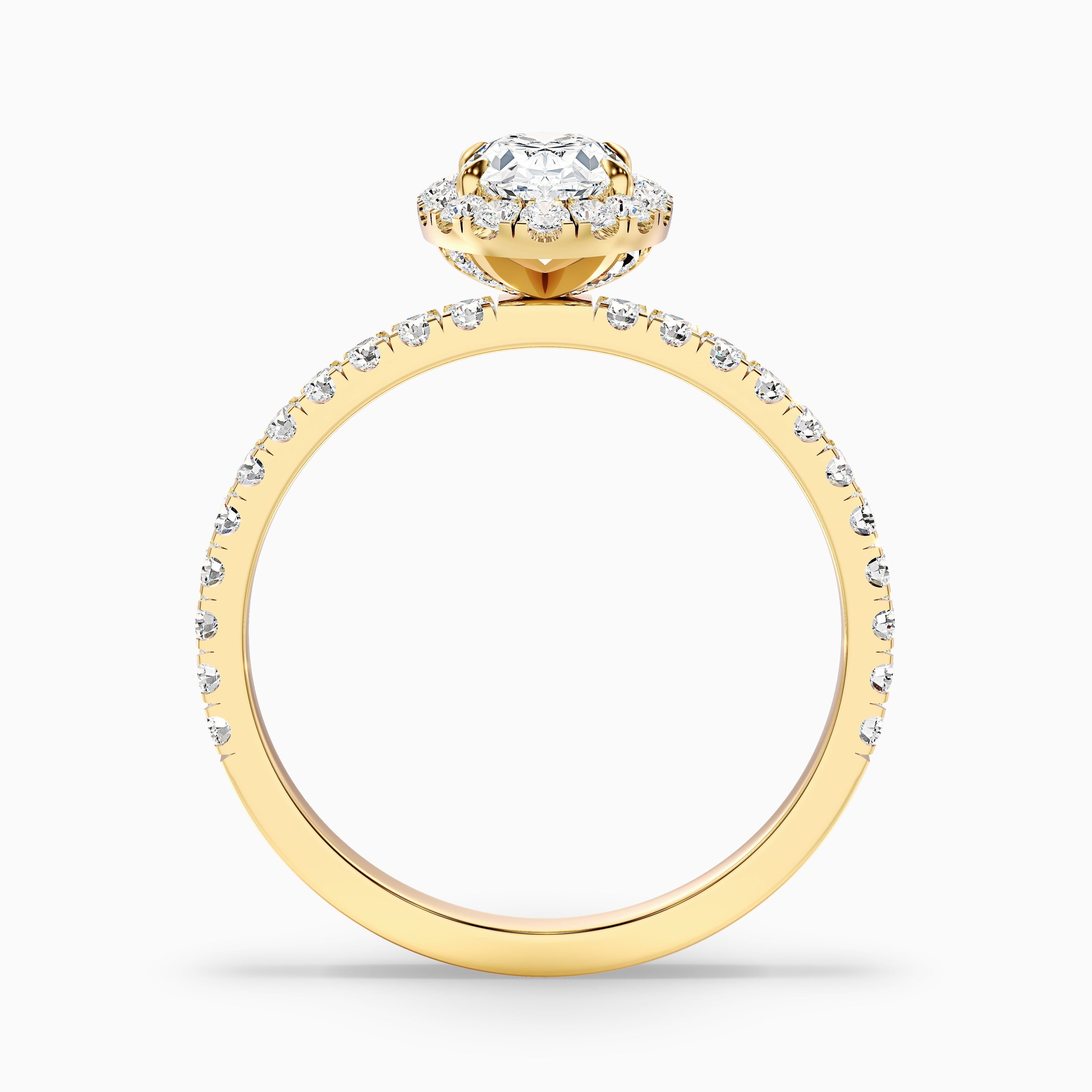 Jany 1.5 Carat Oval Halo Pave Lab Grown Diamond Ring in 14k Rose Gold