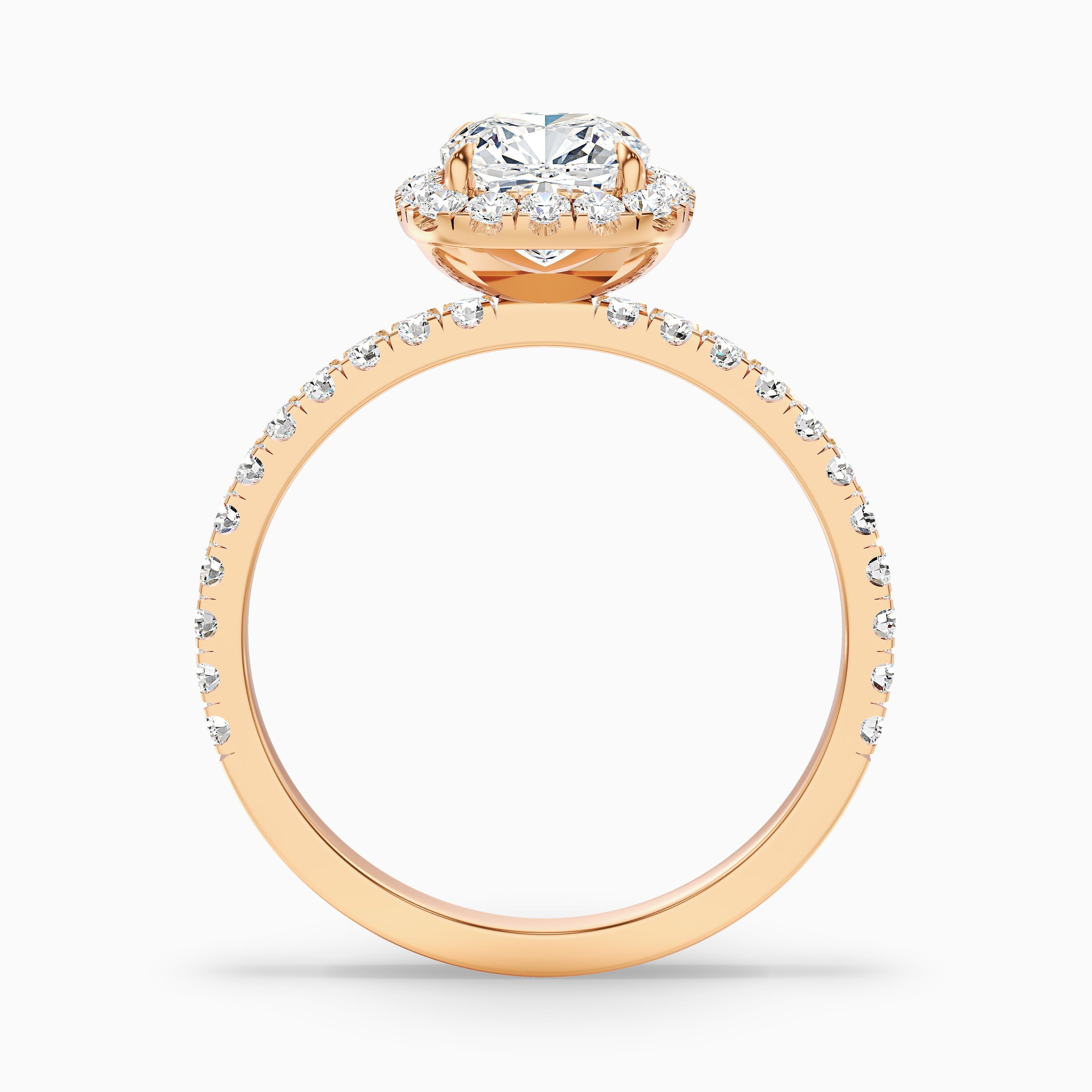 Gina 2 Carat Cushion Cut Halo Pave Moissanite Engagement Ring in 18k White Gold