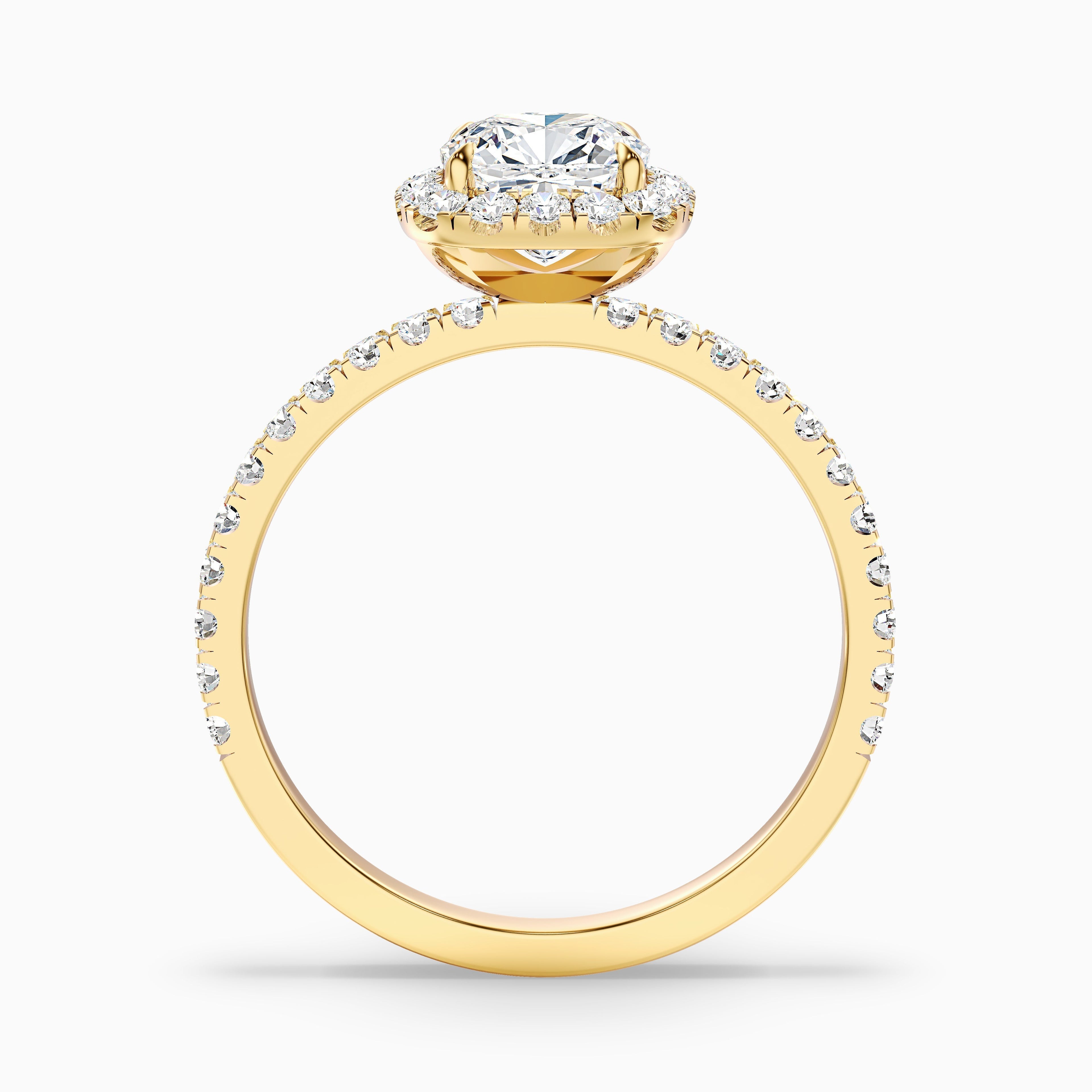 June 4 Carat Cushion Cut Halo Pave Lab Grown Diamond Ring in 18k Rose Gold
