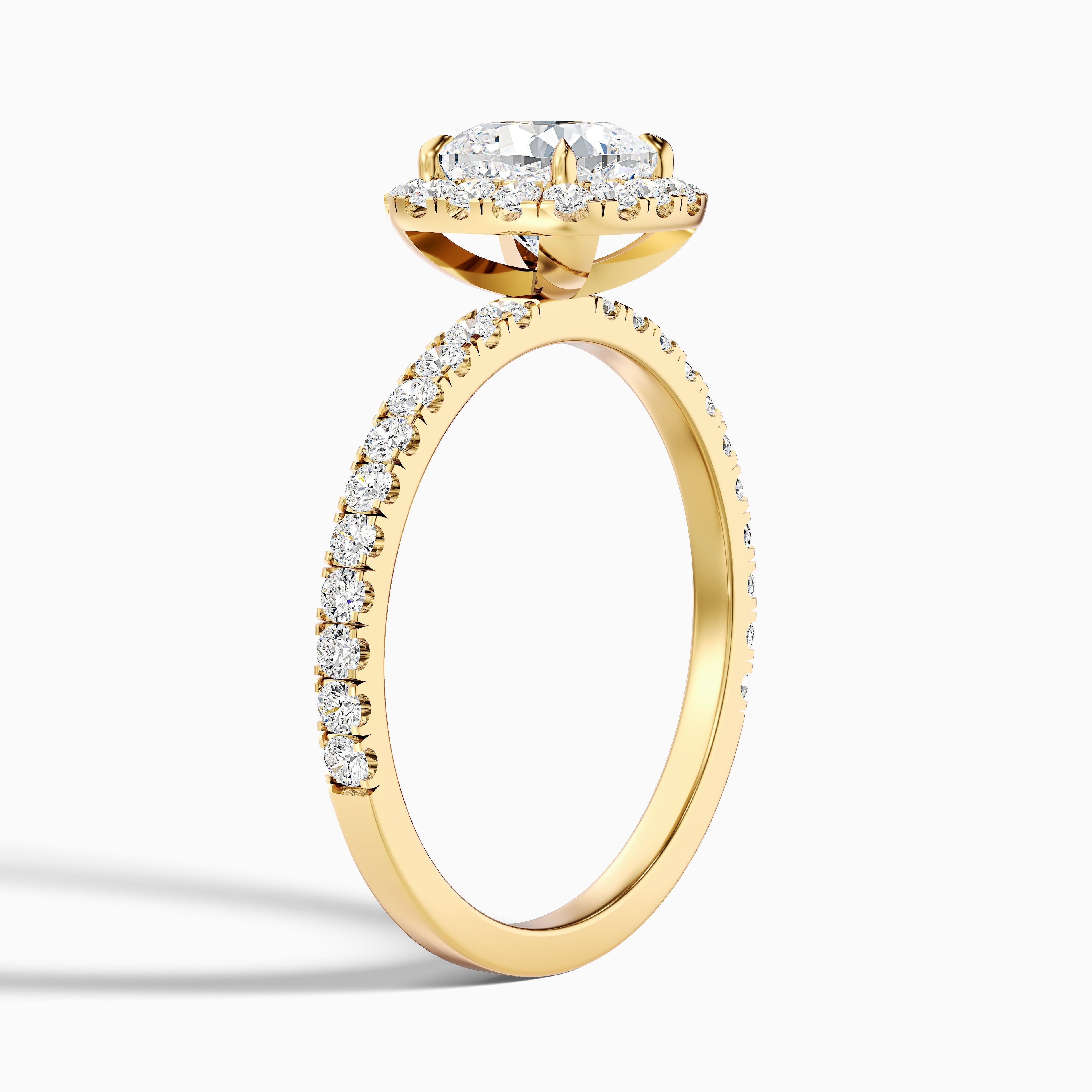 June 4.5 Carat Cushion Cut Halo Pave Lab Grown Diamond Ring in 14k Rose Gold DestGlow