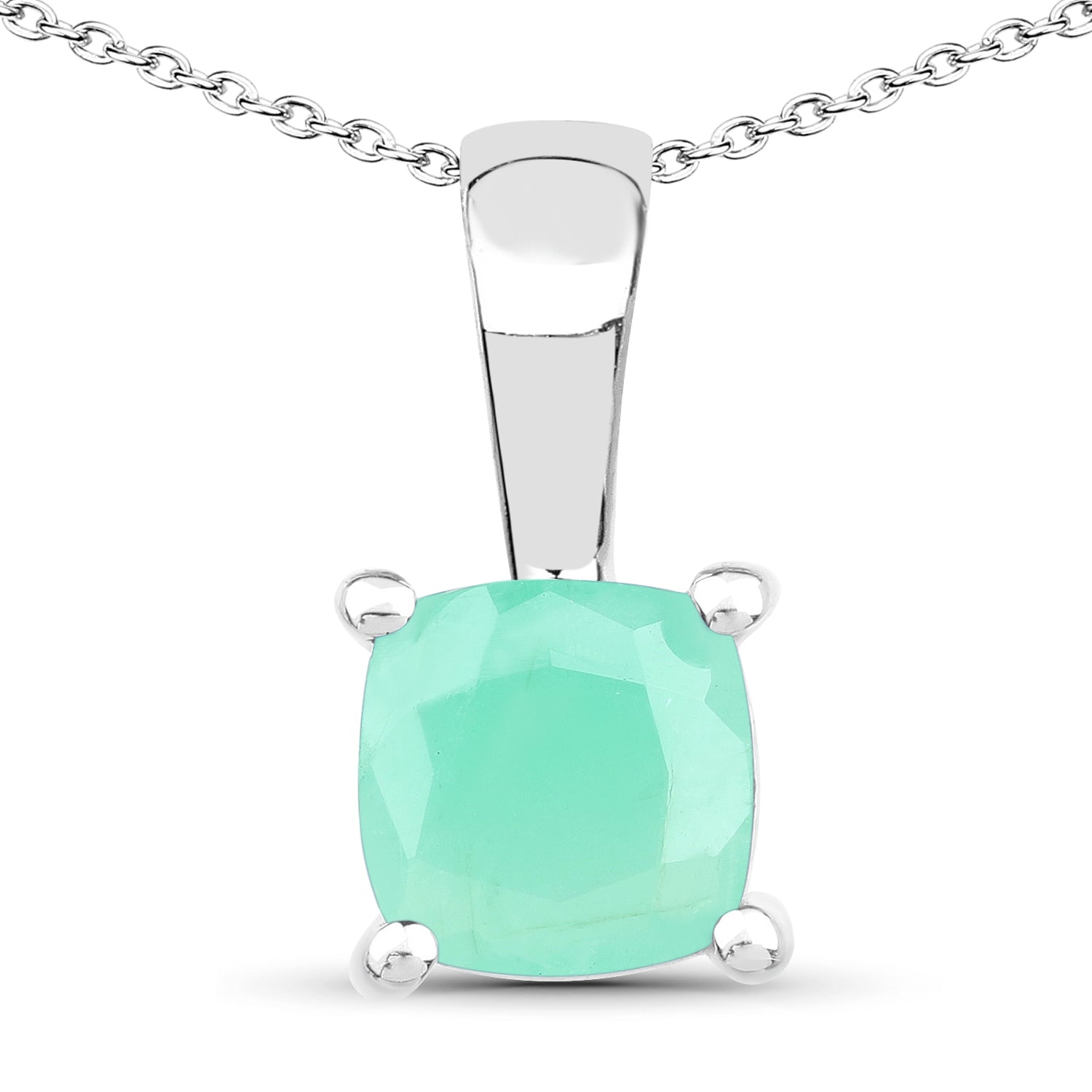 1.80 Carat Genuine Emerald, Glass Filled Ruby & Glass Filled Sapphire .925 Sterling Silver Pendant by Bids.com