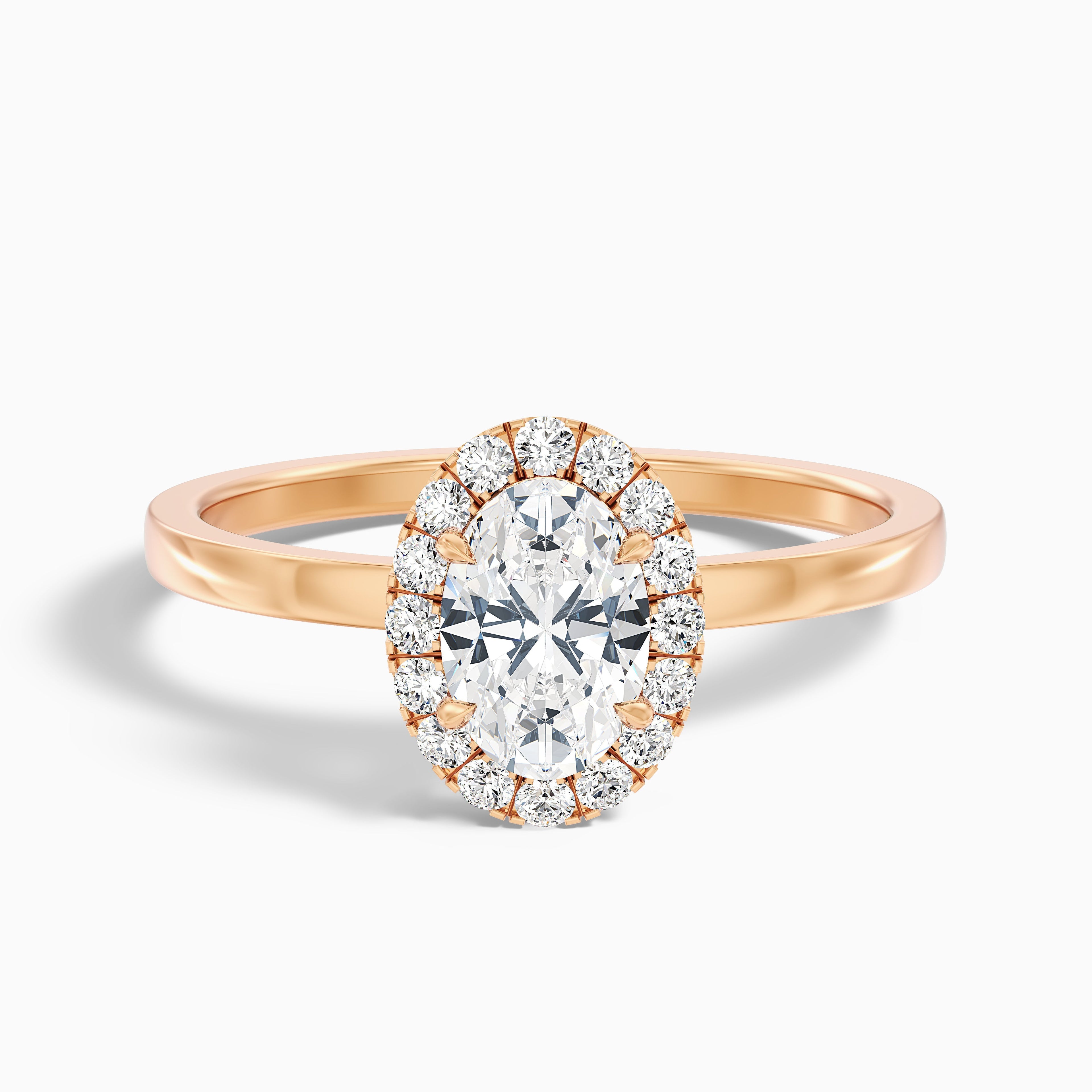 Julia 4.5 Carat Oval Halo Lab Grown Diamond Ring in Platinum