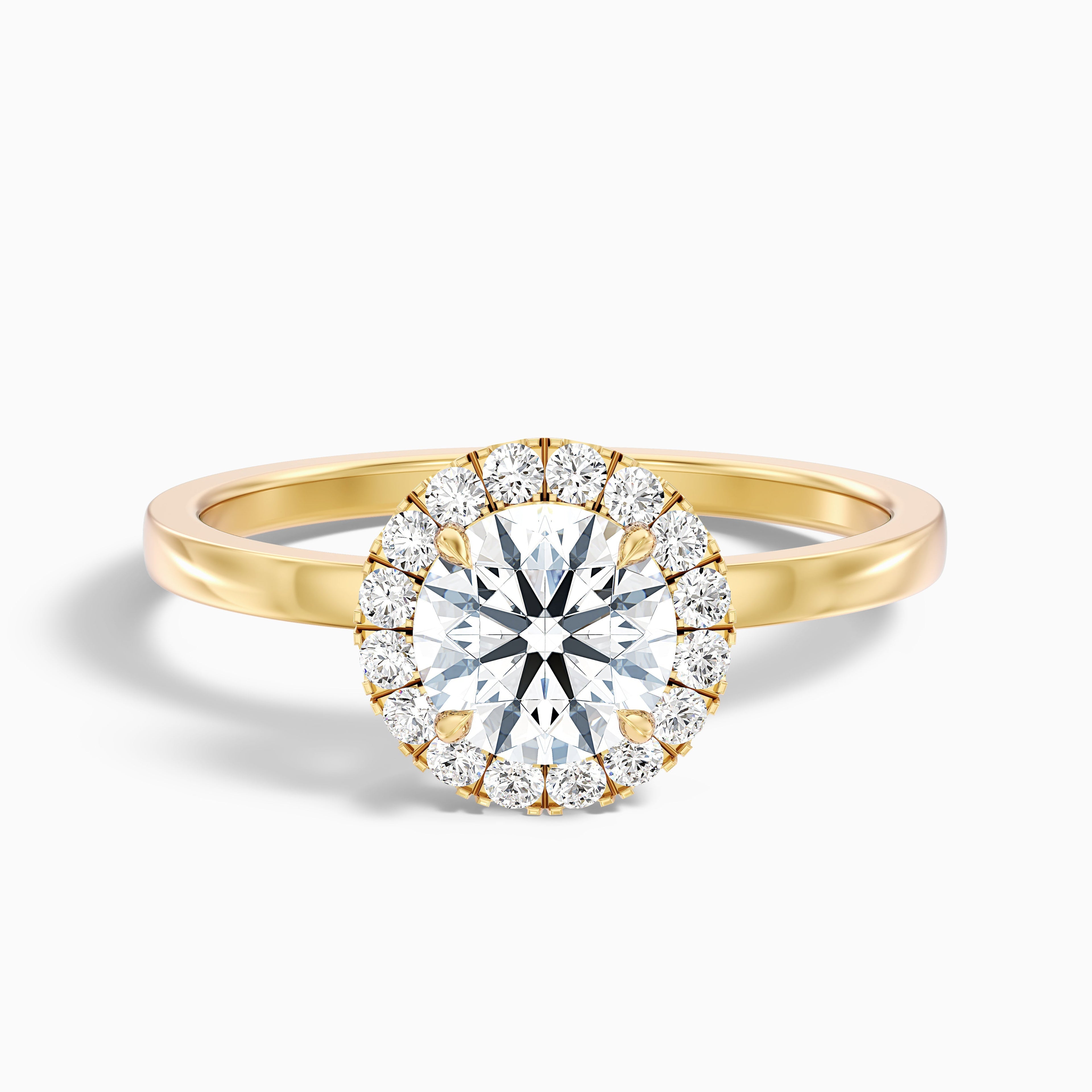 Cora 2 Carat Round Halo Moissanite Engagement Ring in 14k Rose Gold