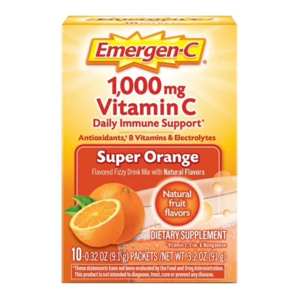 Emergen-C Vitamin C Daily Immune Support Super Orange (1000mg 10ct) DestGlow