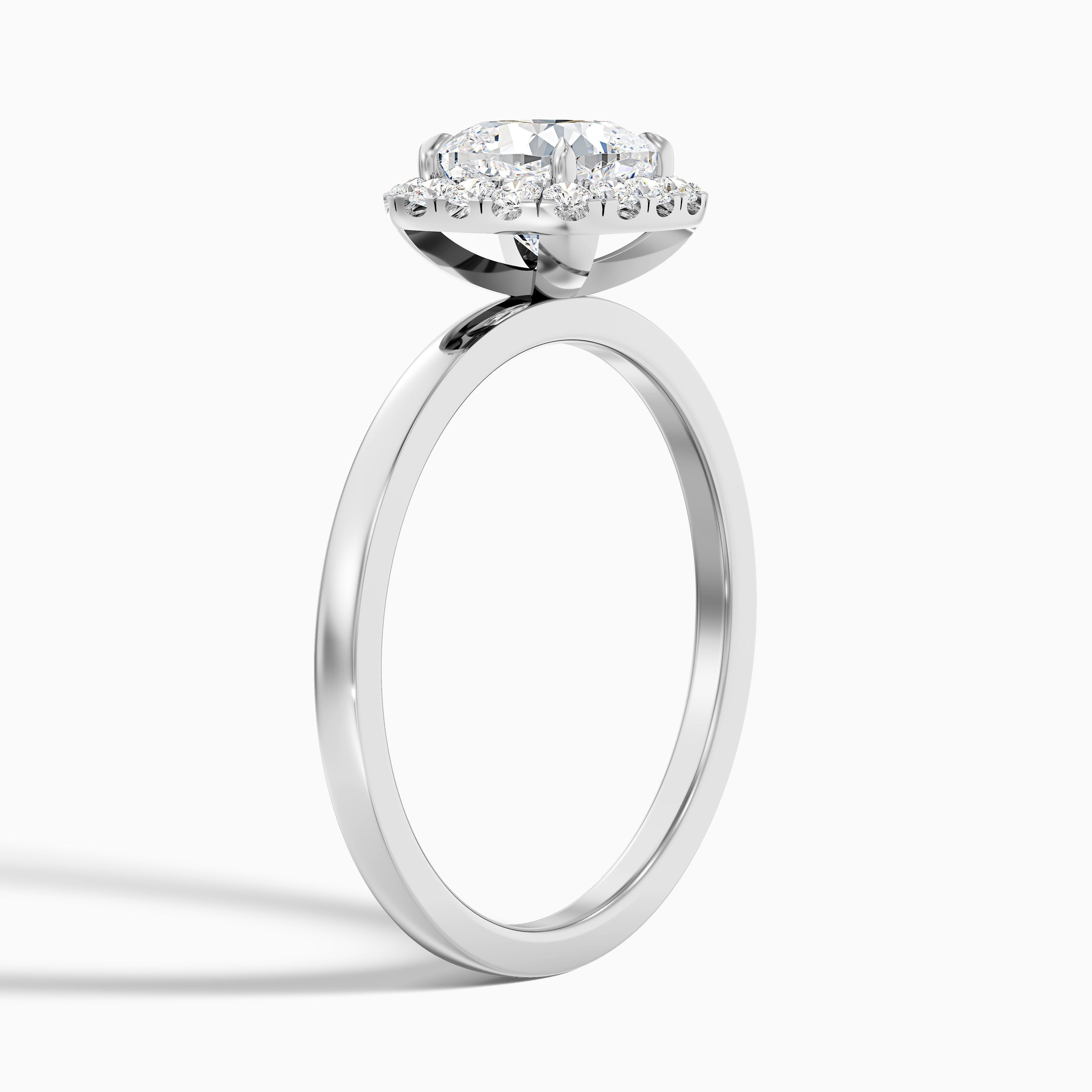 Claire 5.5 Carat Cushion Cut Halo Moissanite Engagement Ring in 18k White Gold DestGlow