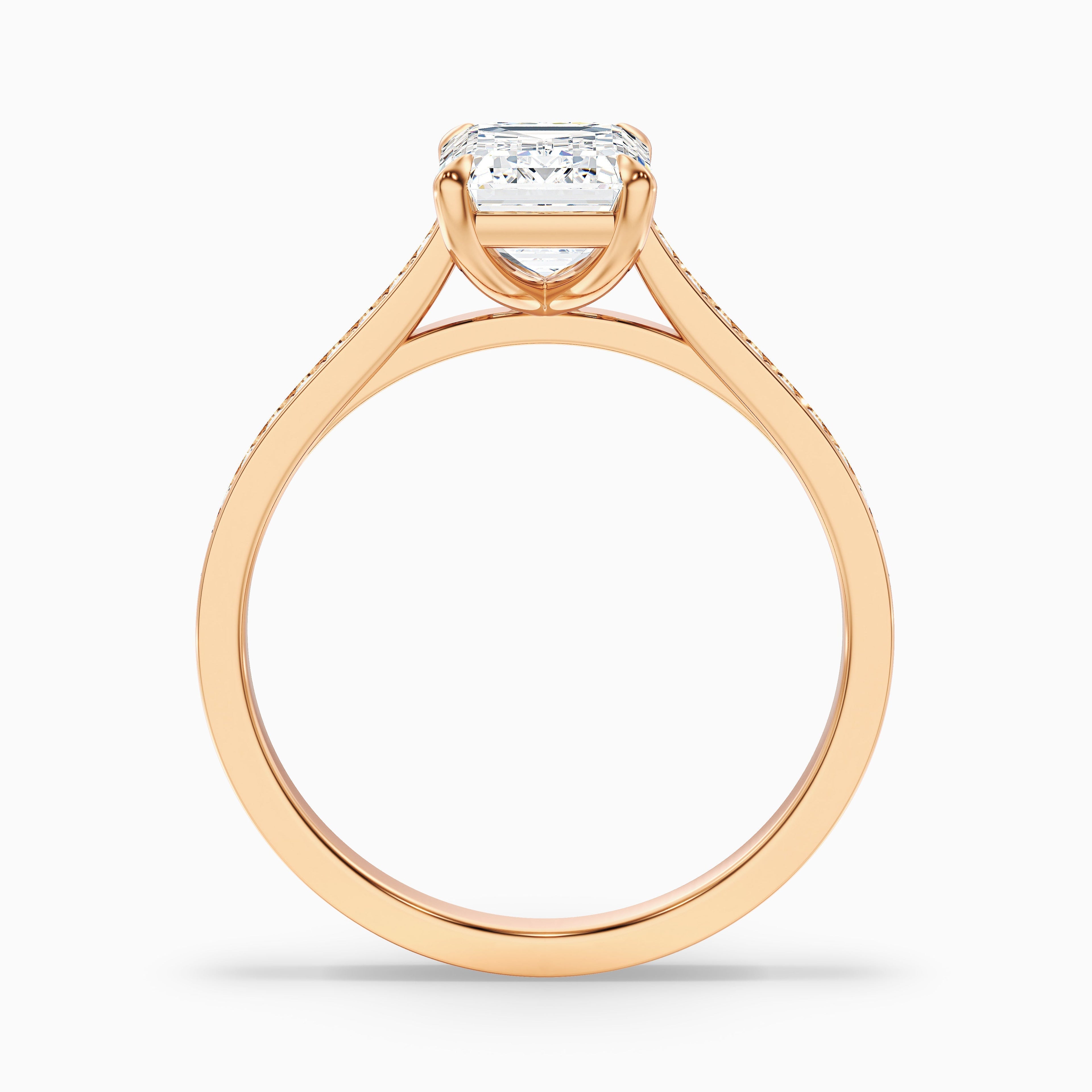 Chase 1 Carat Emerald Cut Side Stone Pave Moissanite Engagement Ring in Platinum