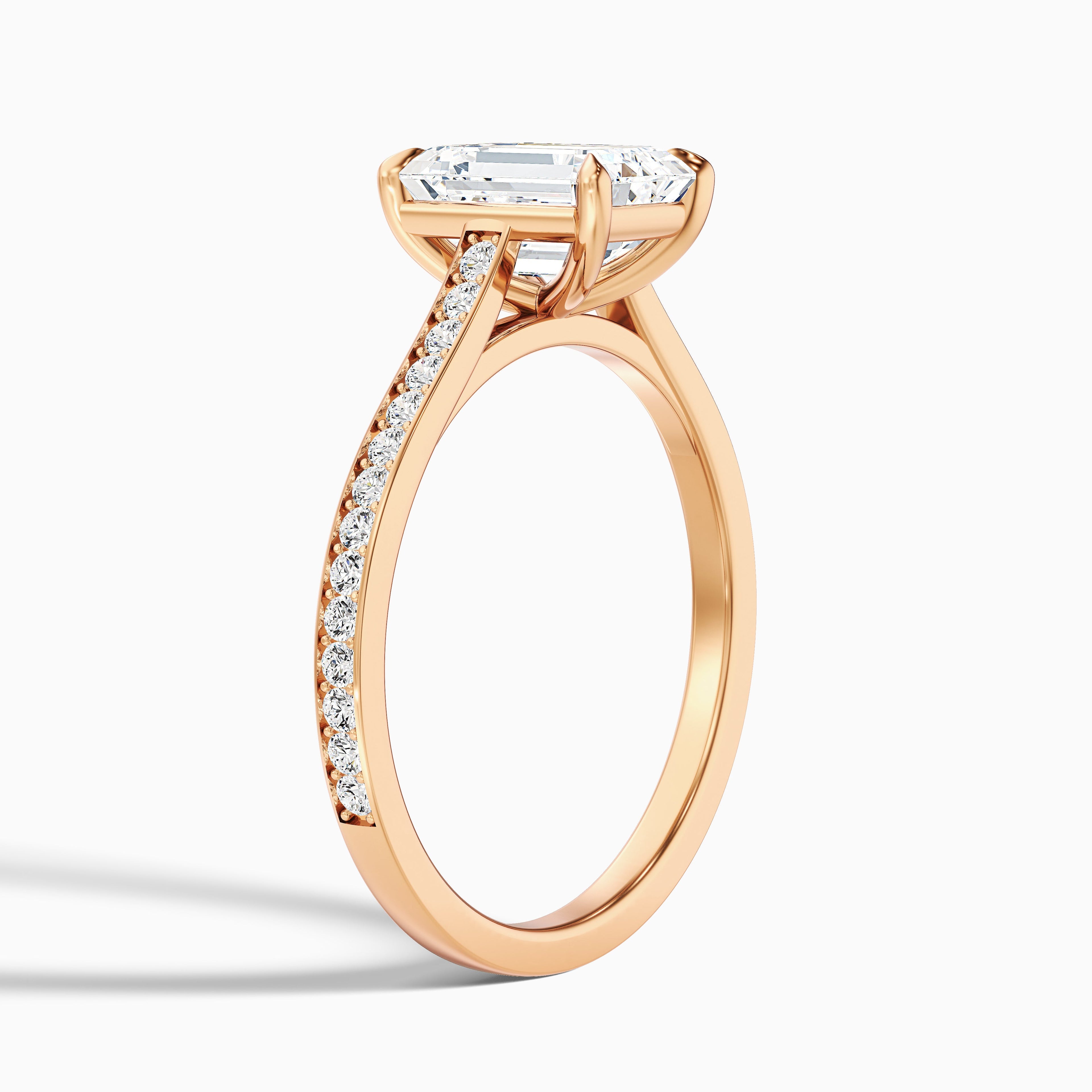 Chase 5.5 Carat Emerald Cut Side Stone Pave Moissanite Engagement Ring in 10k Yellow Gold