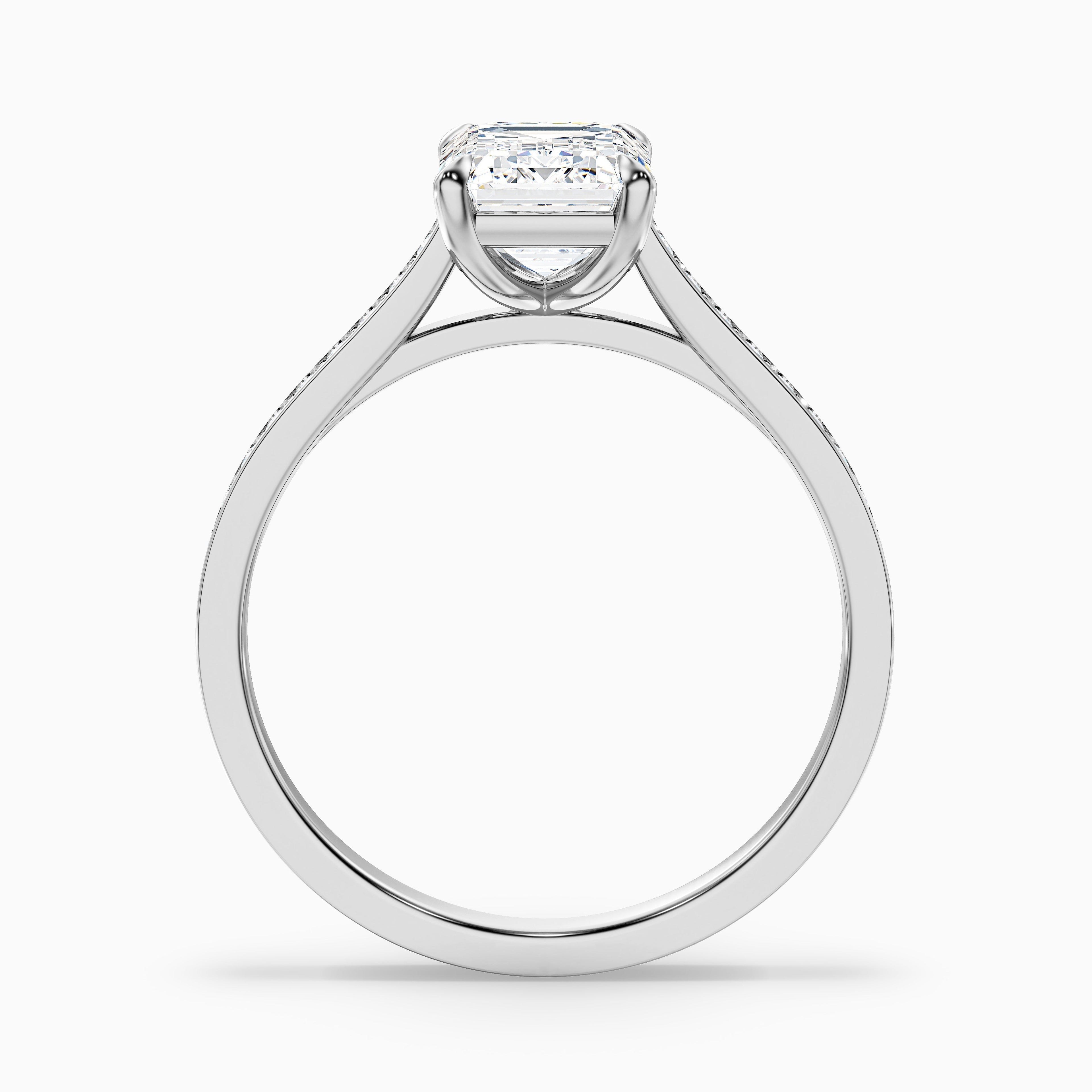 Eliza 1 Carat Emerald Cut Side Stone Pave Lab Grown Diamond Ring in 925 Sterling Silver