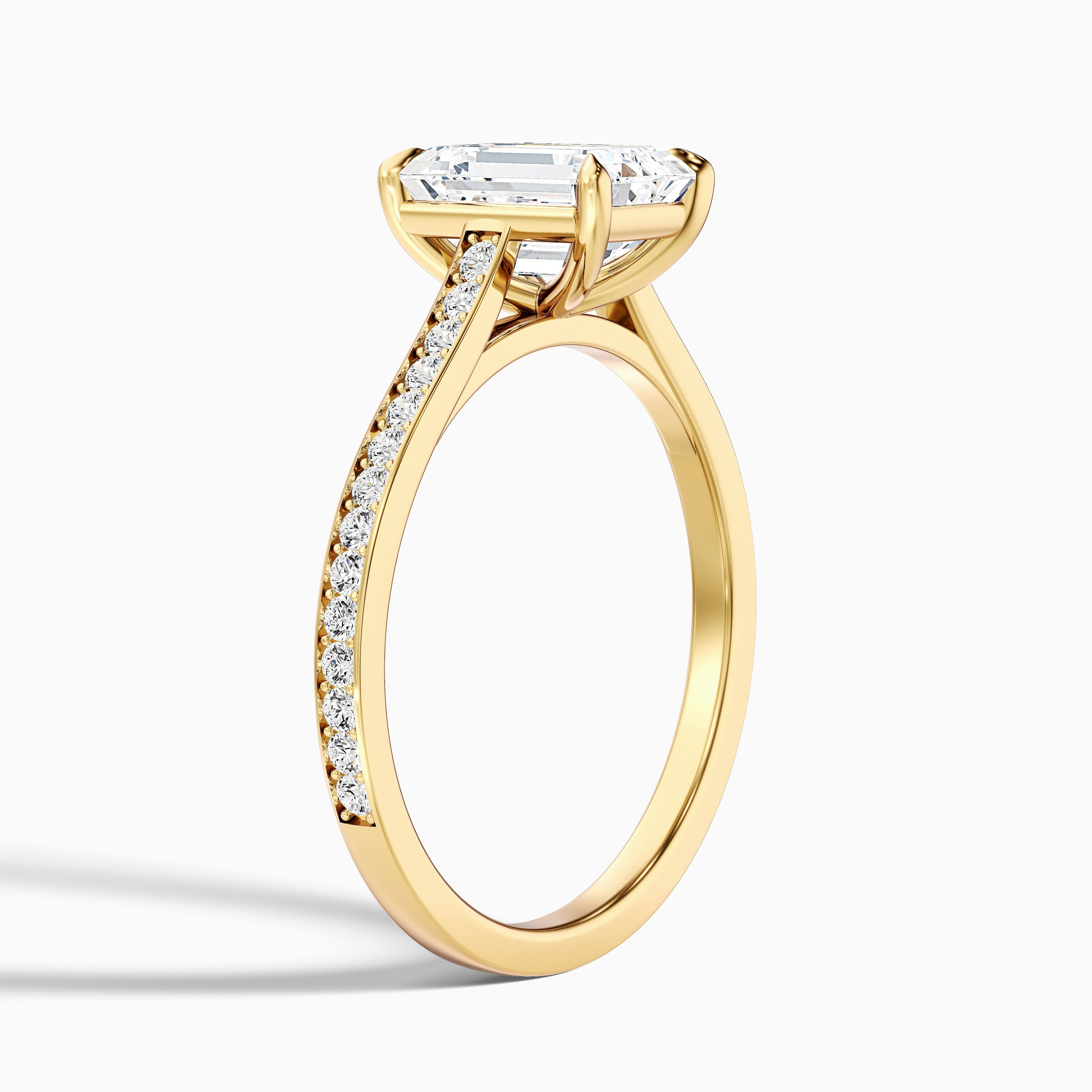 Chase 4.5 Carat Emerald Cut Side Stone Pave Moissanite Engagement Ring in 925 Sterling Silver