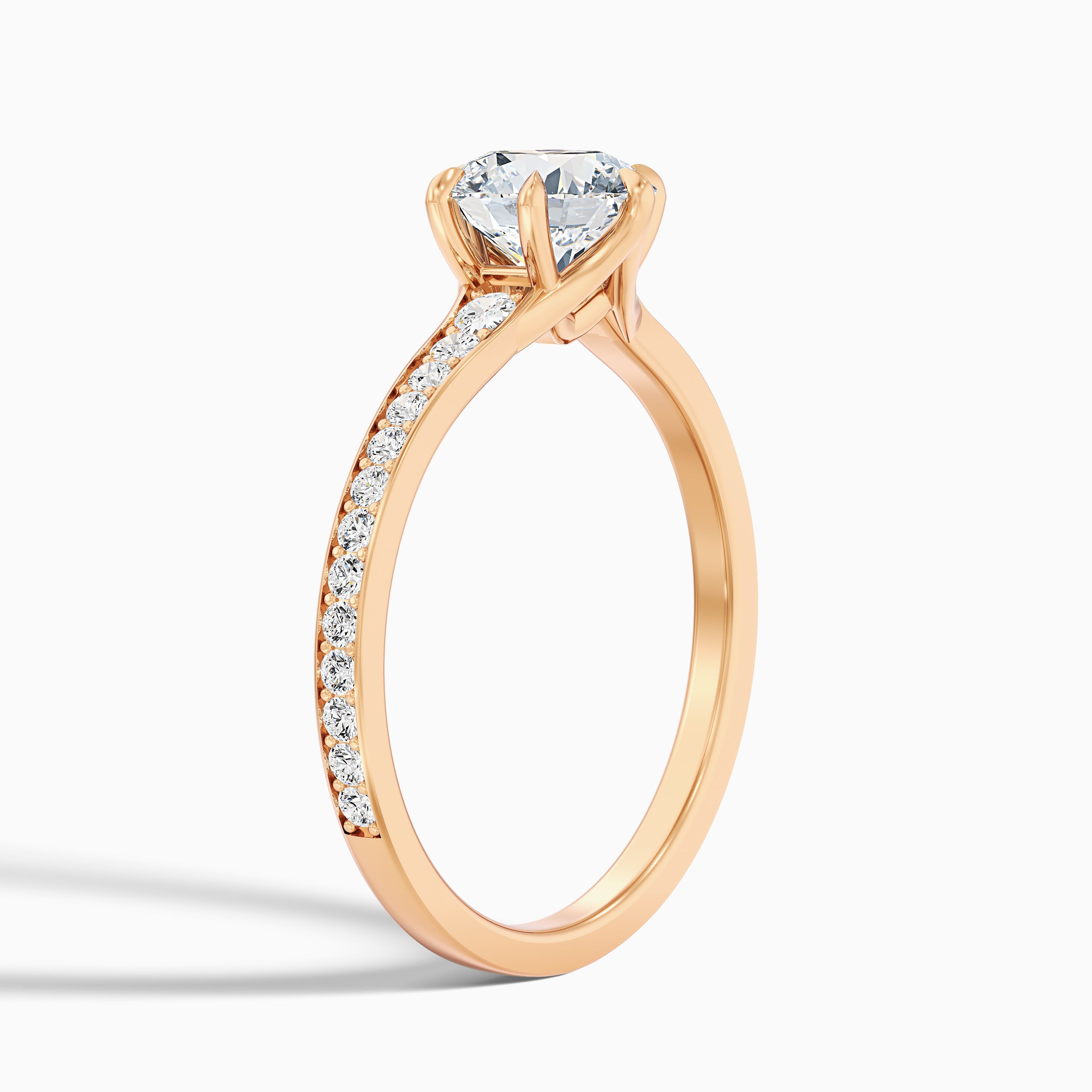 Kyra 1.5 Carat Round Side Stone Pave Lab Grown Diamond Ring in 18k Yellow Gold