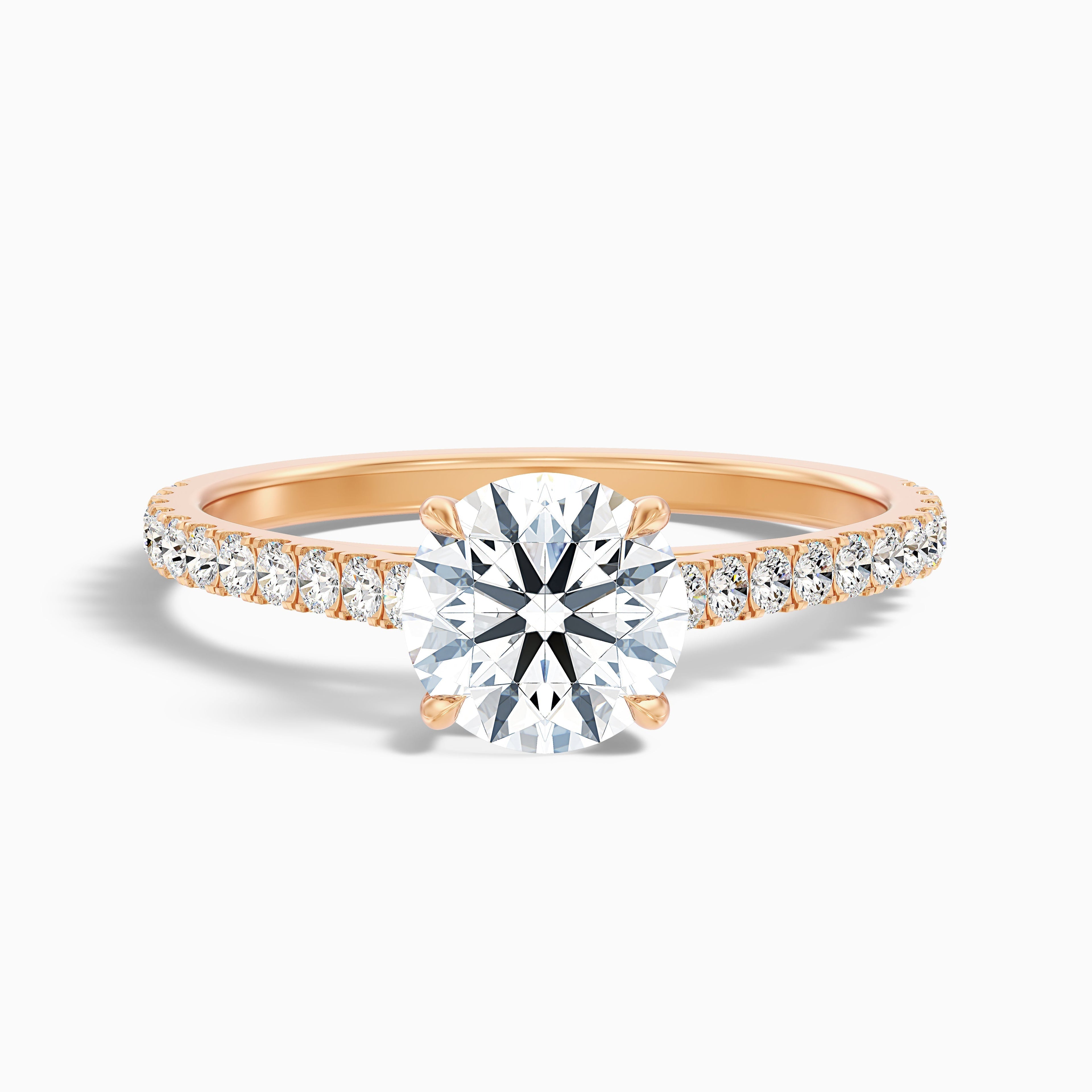 Carly 1.5 Carat Round Side Stone Pave Moissanite Engagement Ring in 925 Sterling Silver