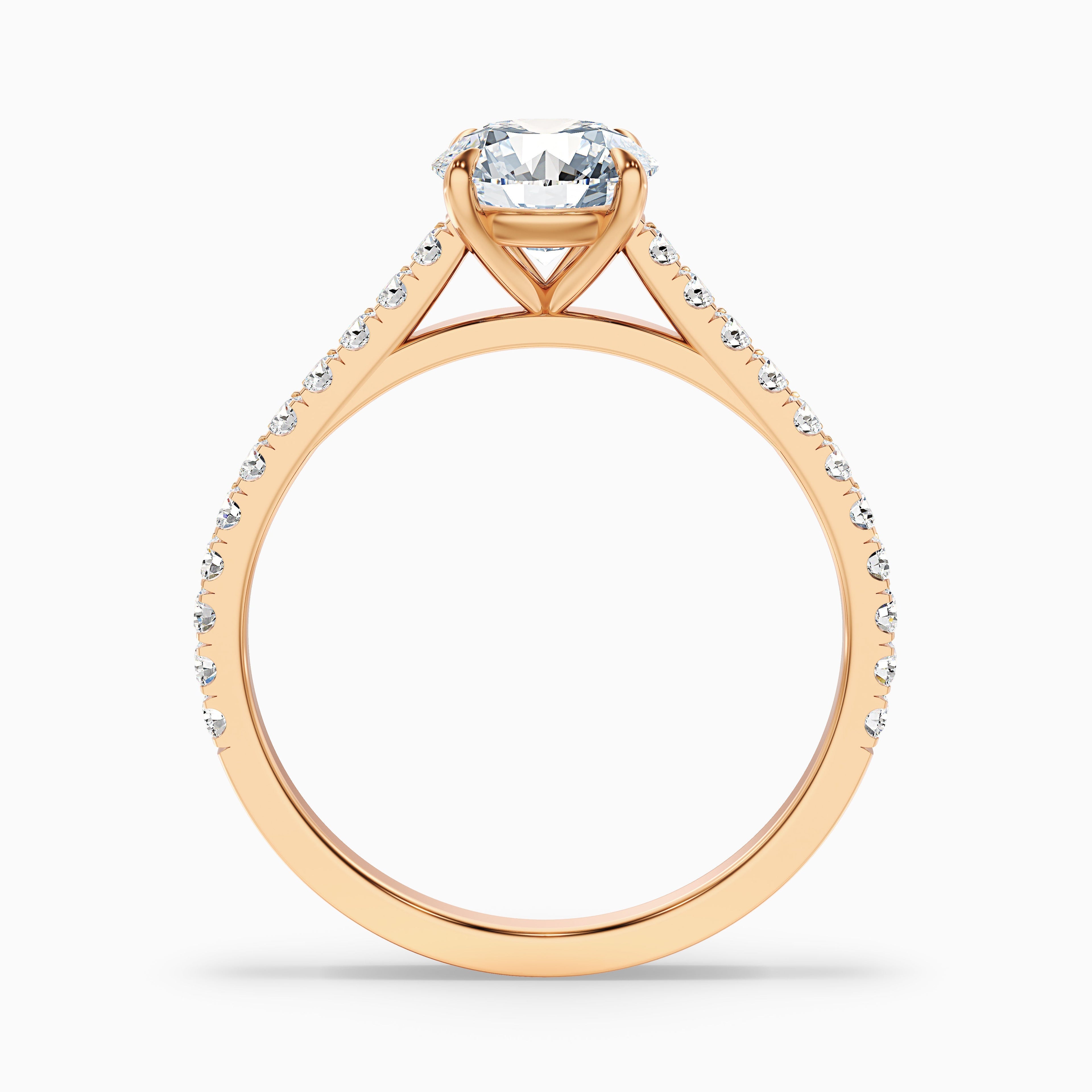 Carly 3.5 Carat Round Side Stone Pave Moissanite Engagement Ring in 10k White Gold