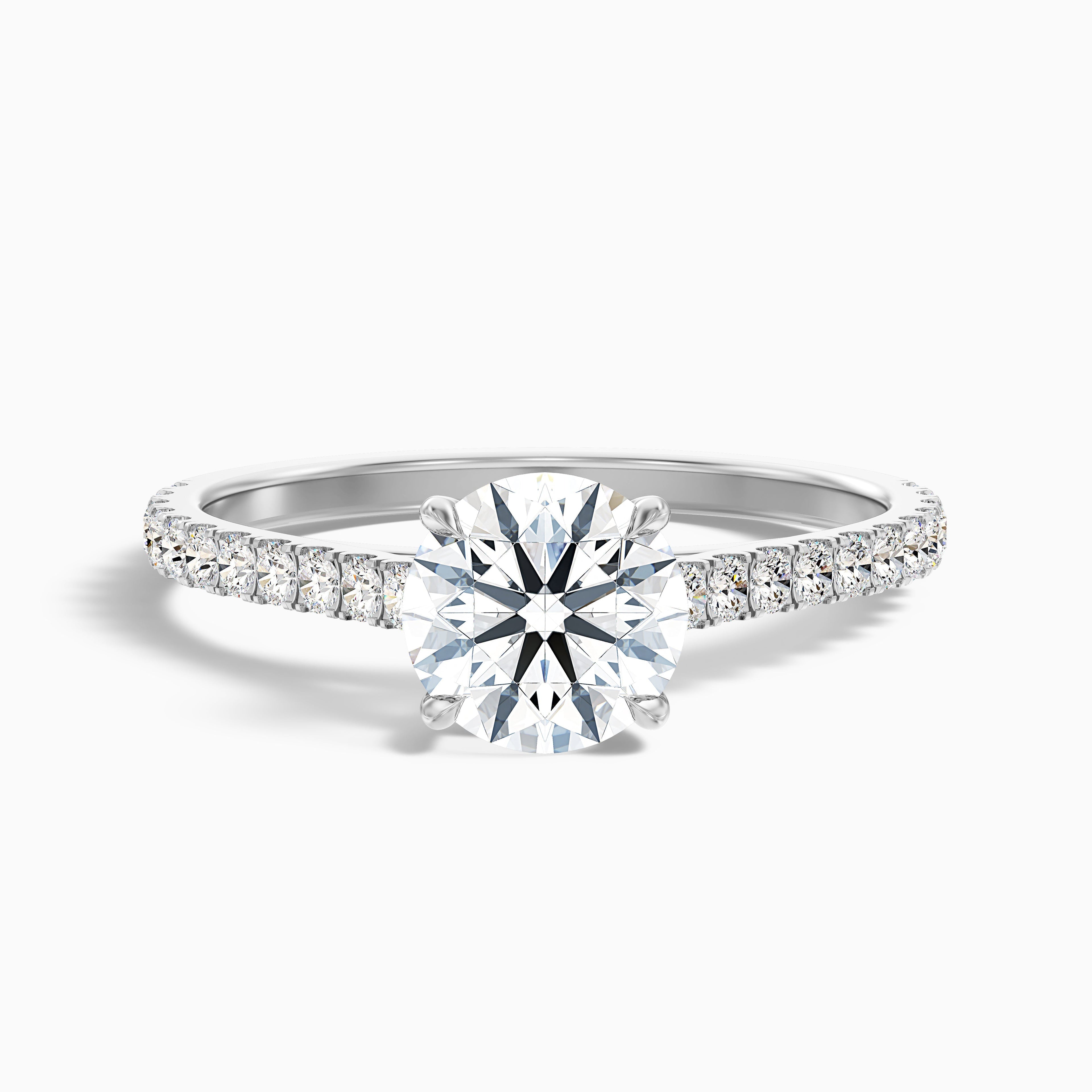 Carly 5 Carat Round Side Stone Pave Moissanite Engagement Ring in 10k Rose Gold