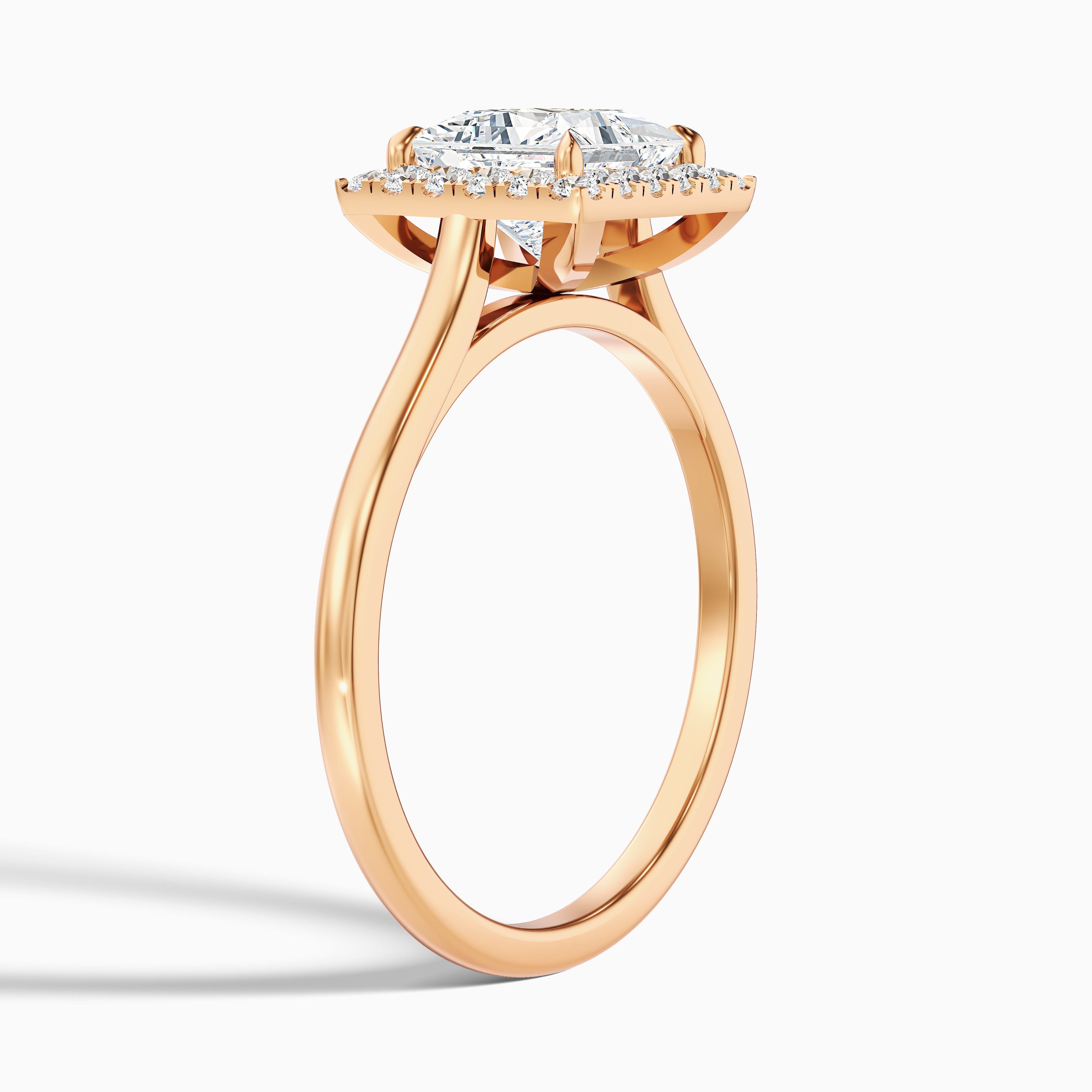 Ember 3.5 Carat Princess Cut Halo Lab Grown Diamond Ring in 14k Yellow Gold