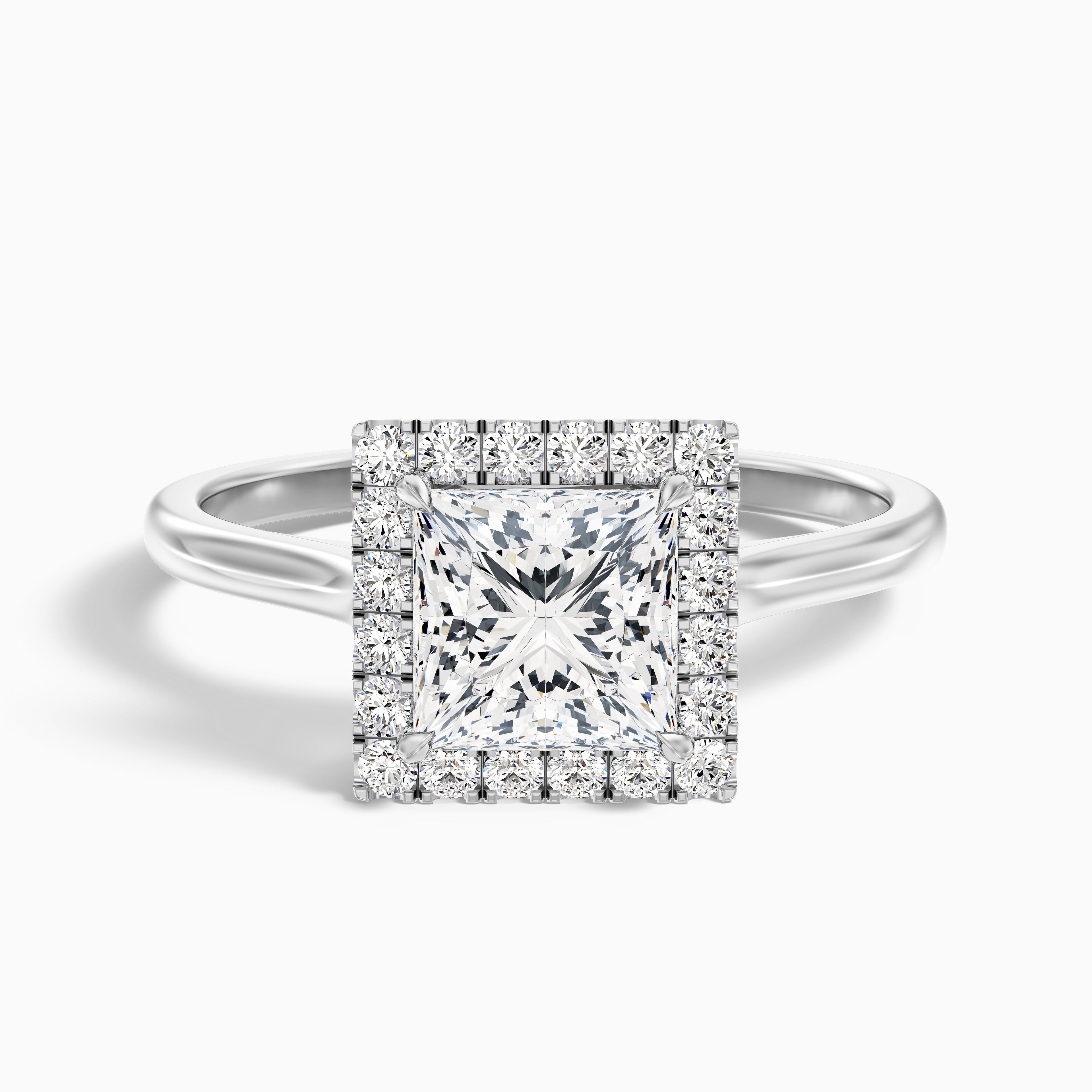 Ember 4.5 Carat Princess Cut Halo Lab Grown Diamond Ring in 14k White Gold DestGlow