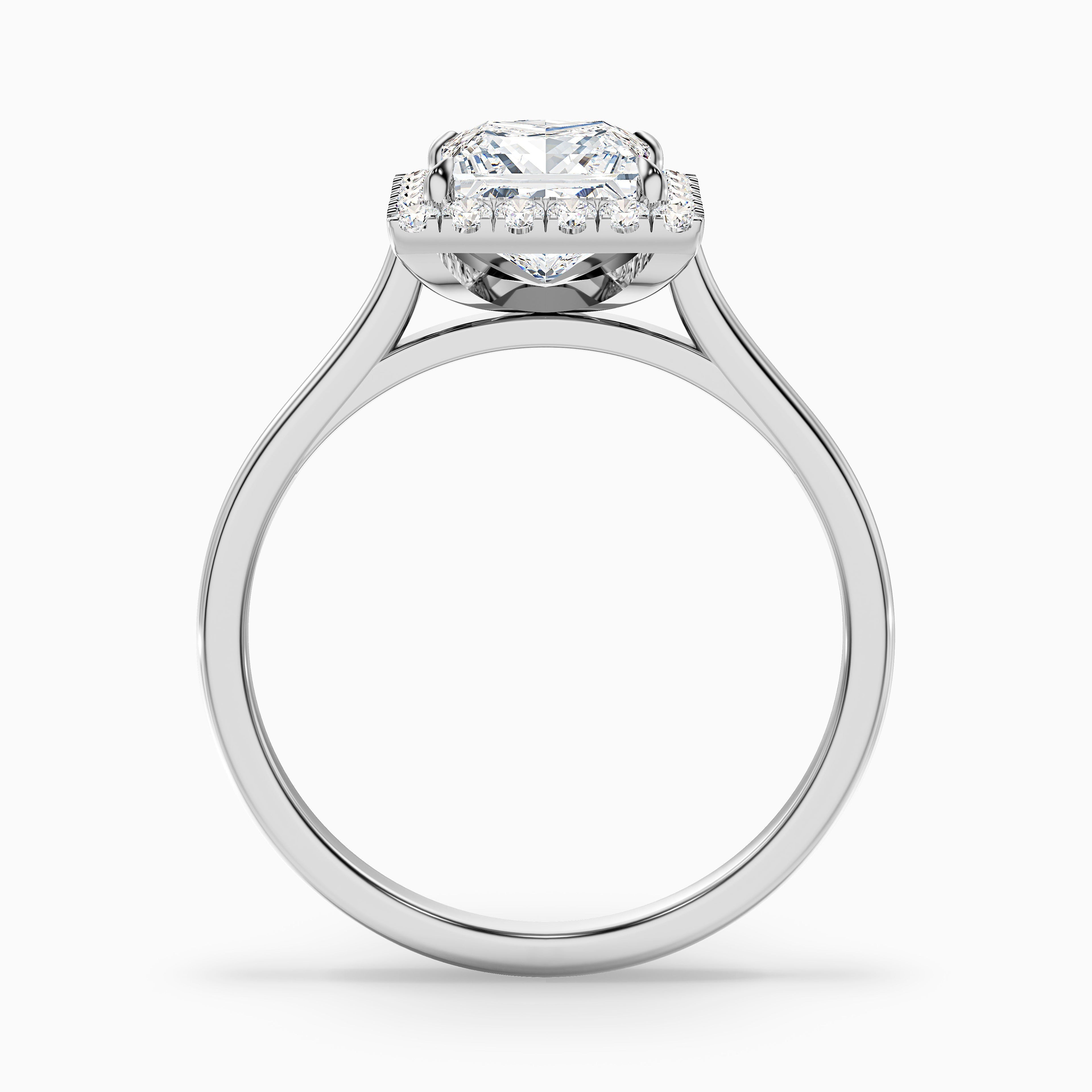 Bela 3.5 Carat Princess Cut Halo Moissanite Engagement Ring in 14k Yellow Gold