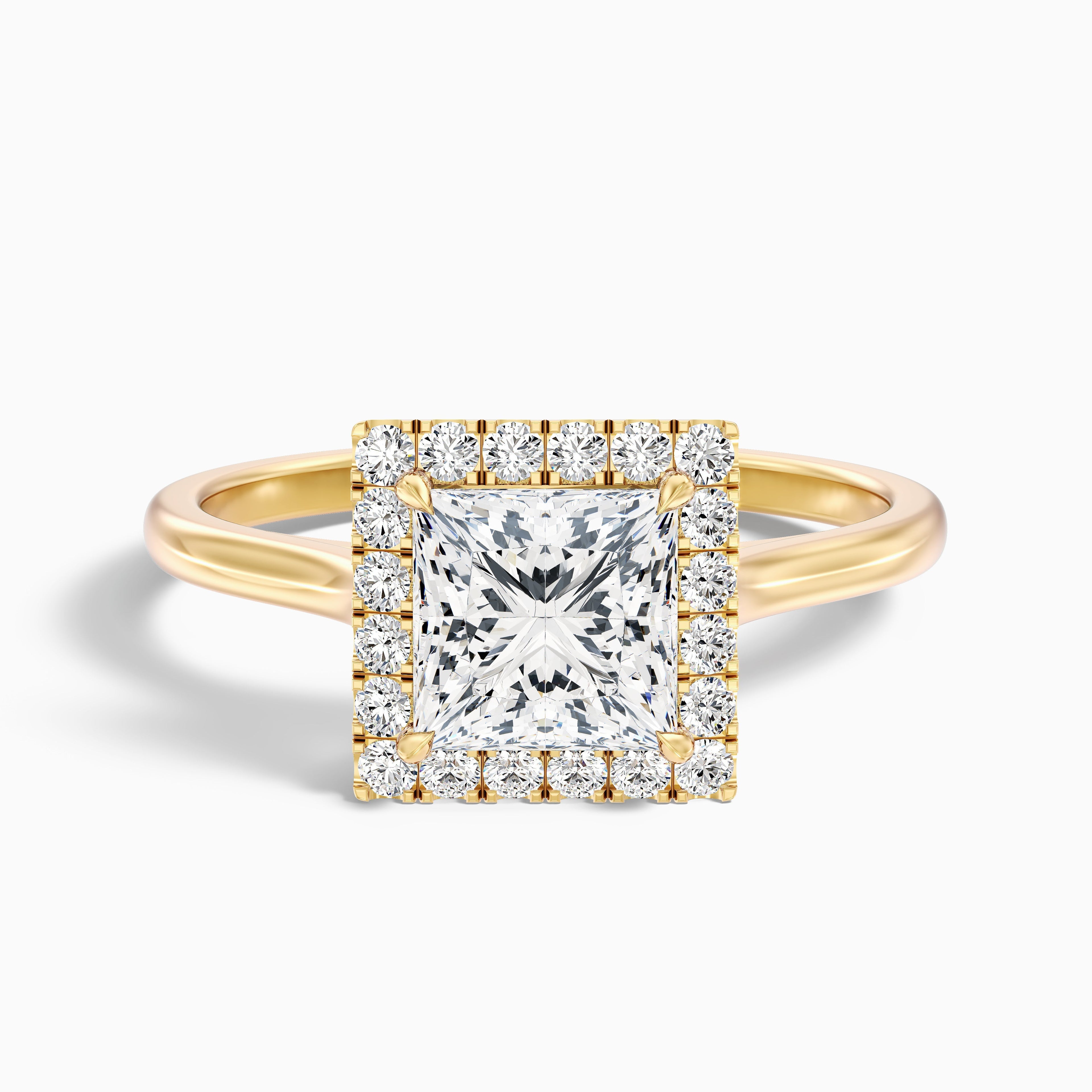 Ember 4 Carat Princess Cut Halo Lab Grown Diamond Ring in 18k White Gold DestGlow