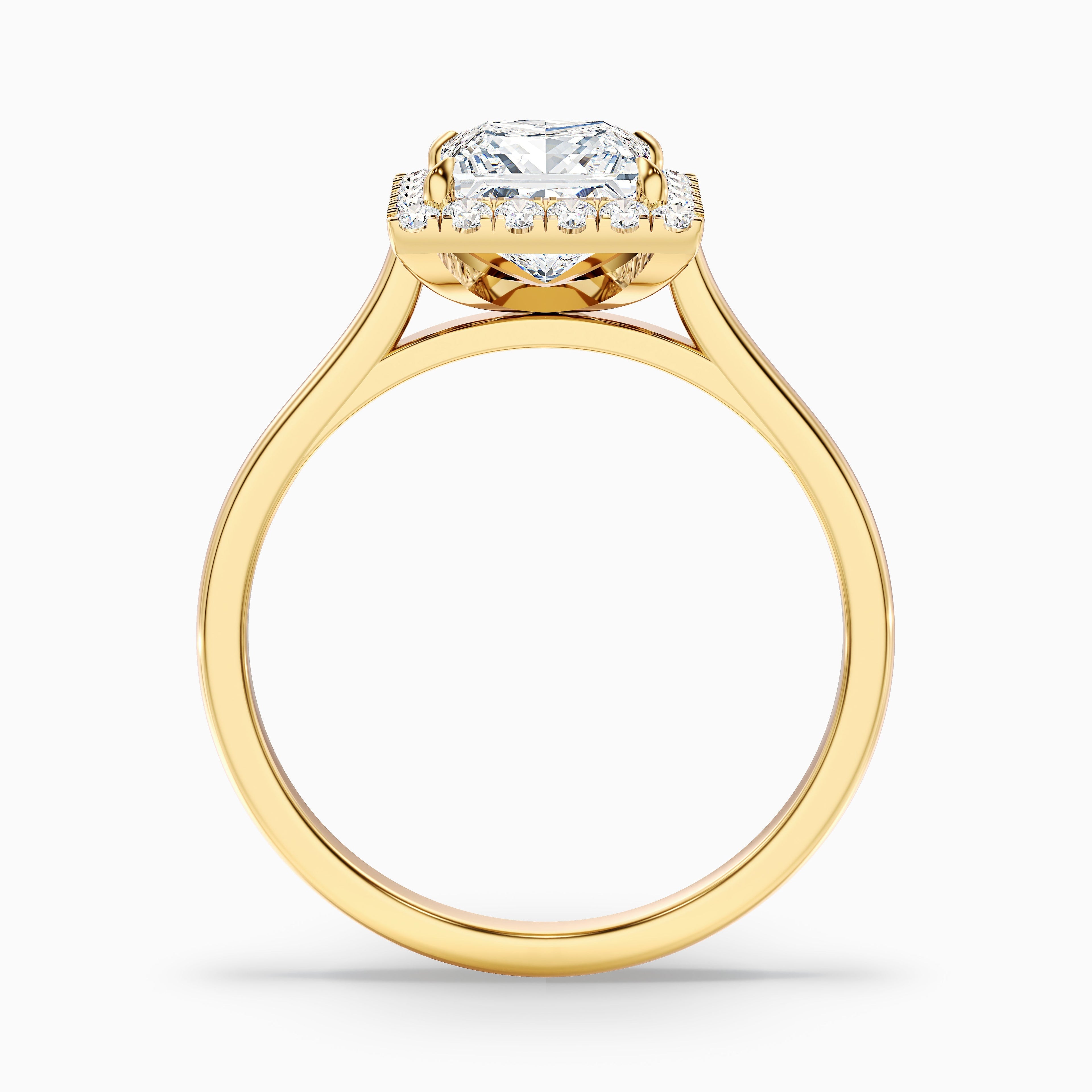 Bela 5.5 Carat Princess Cut Halo Moissanite Engagement Ring in 10k Rose Gold DestGlow